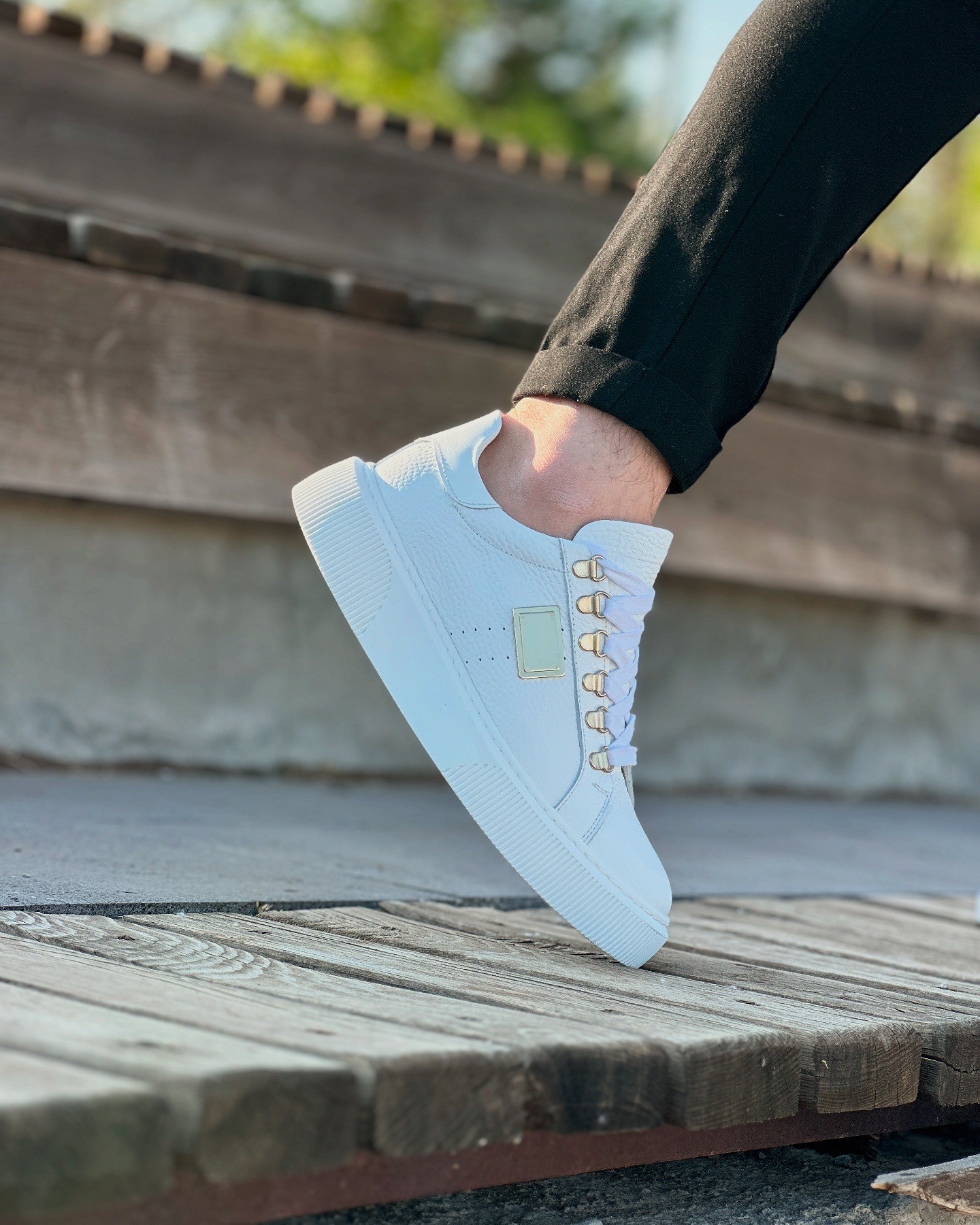 HAKİKİ DERİ EVA TABAN GÜNLÜK ERKEK SNEAKER AYAKKABI - Beyaz