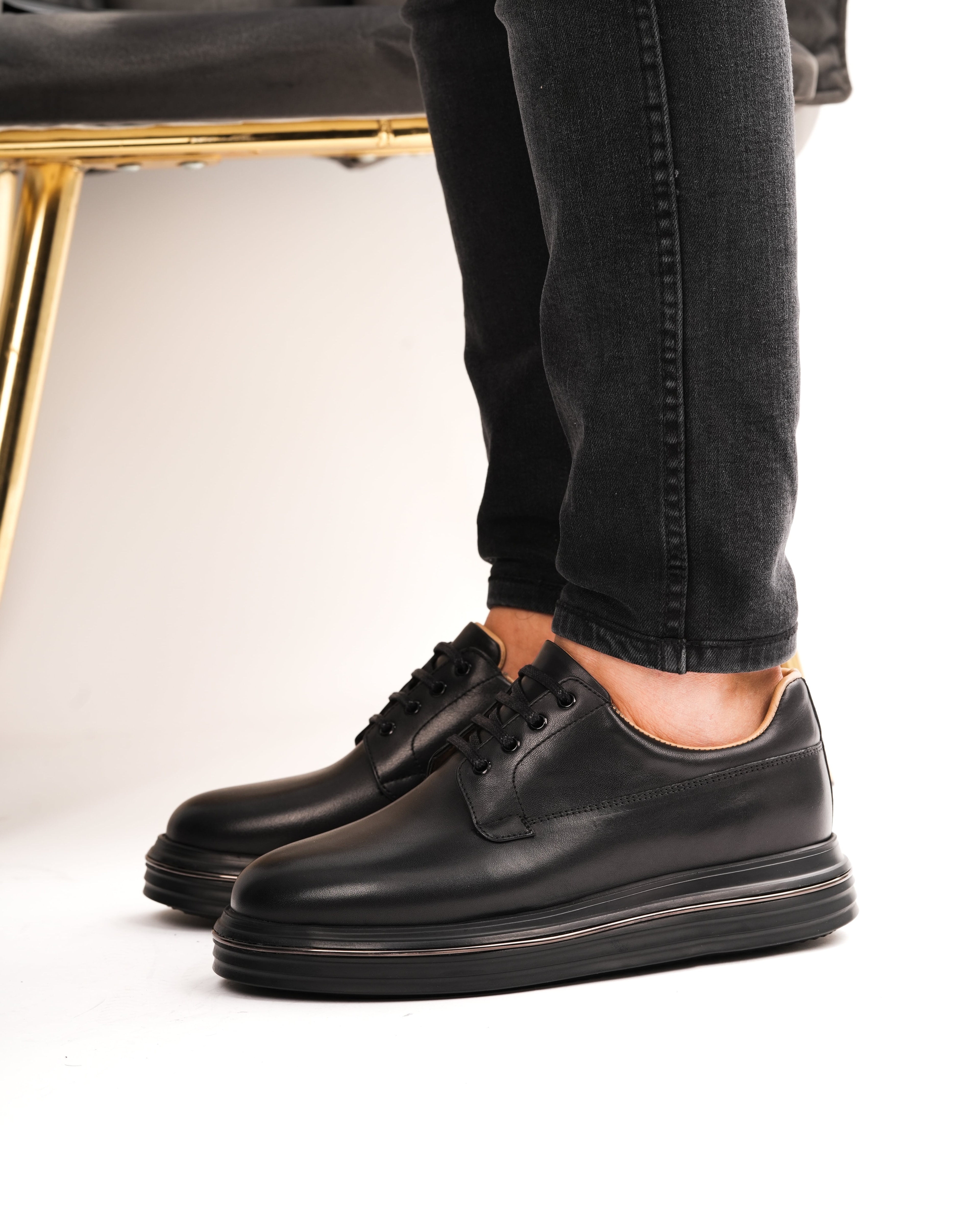LUPA HAKİKİ DERİ EVA TABAN GÜNLÜK ERKEK SNEAKER AYAKKABI - Siyah tabanı siyah