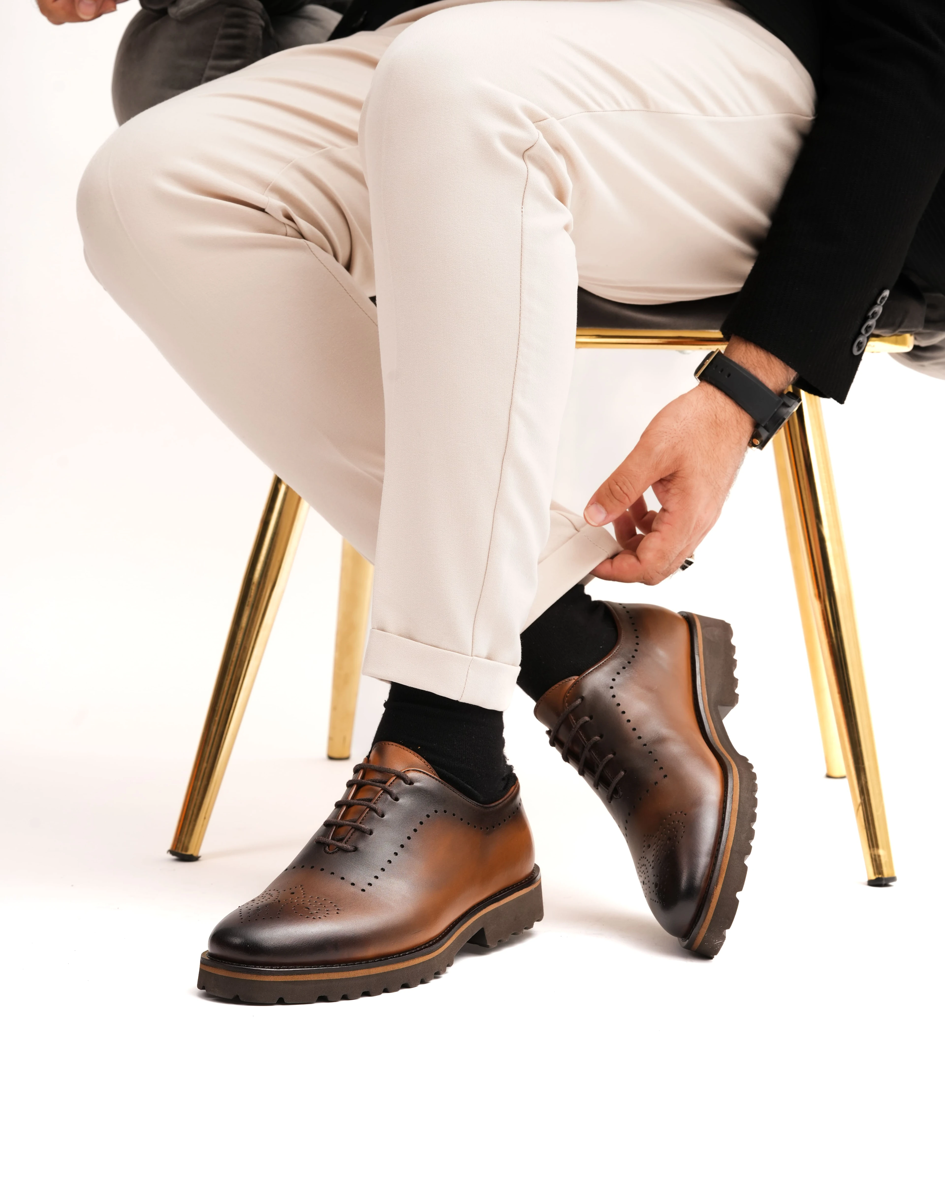 MEZROME HAKİKİ DERİ GÜNLÜK ERKEK KLASİK AYAKKABI - Taba