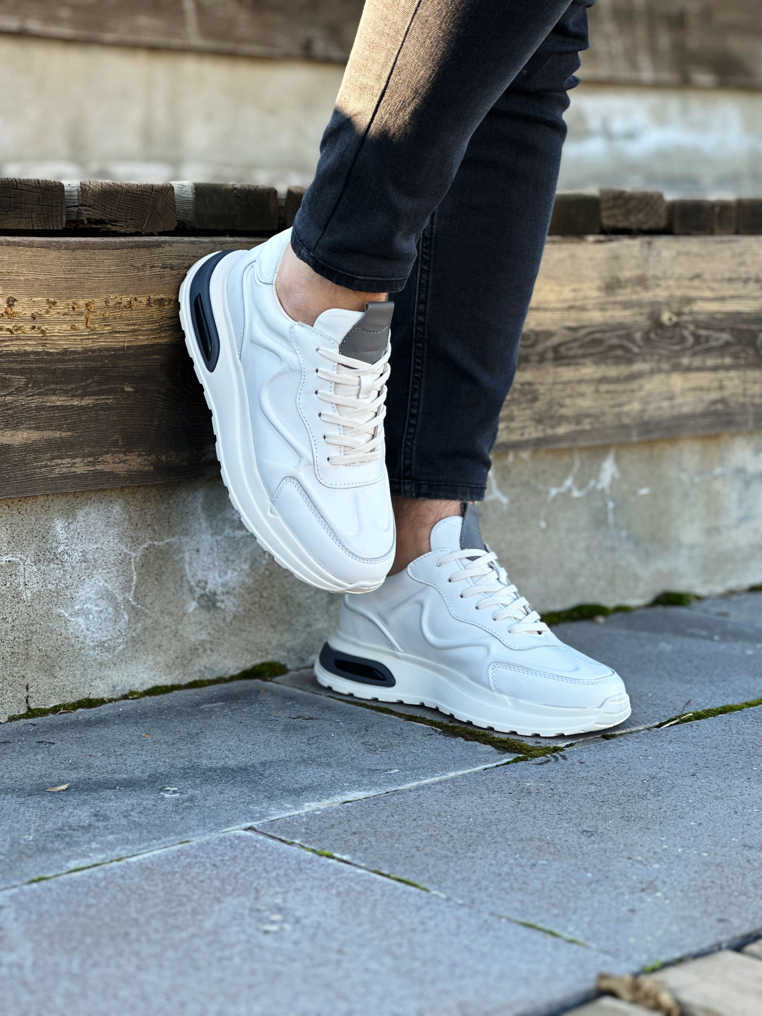 MANİLA HAKİKİ DERİ AİR TABAN GÜNLÜK ERKEK SNEAKER AYAKKABI - Beyaz
