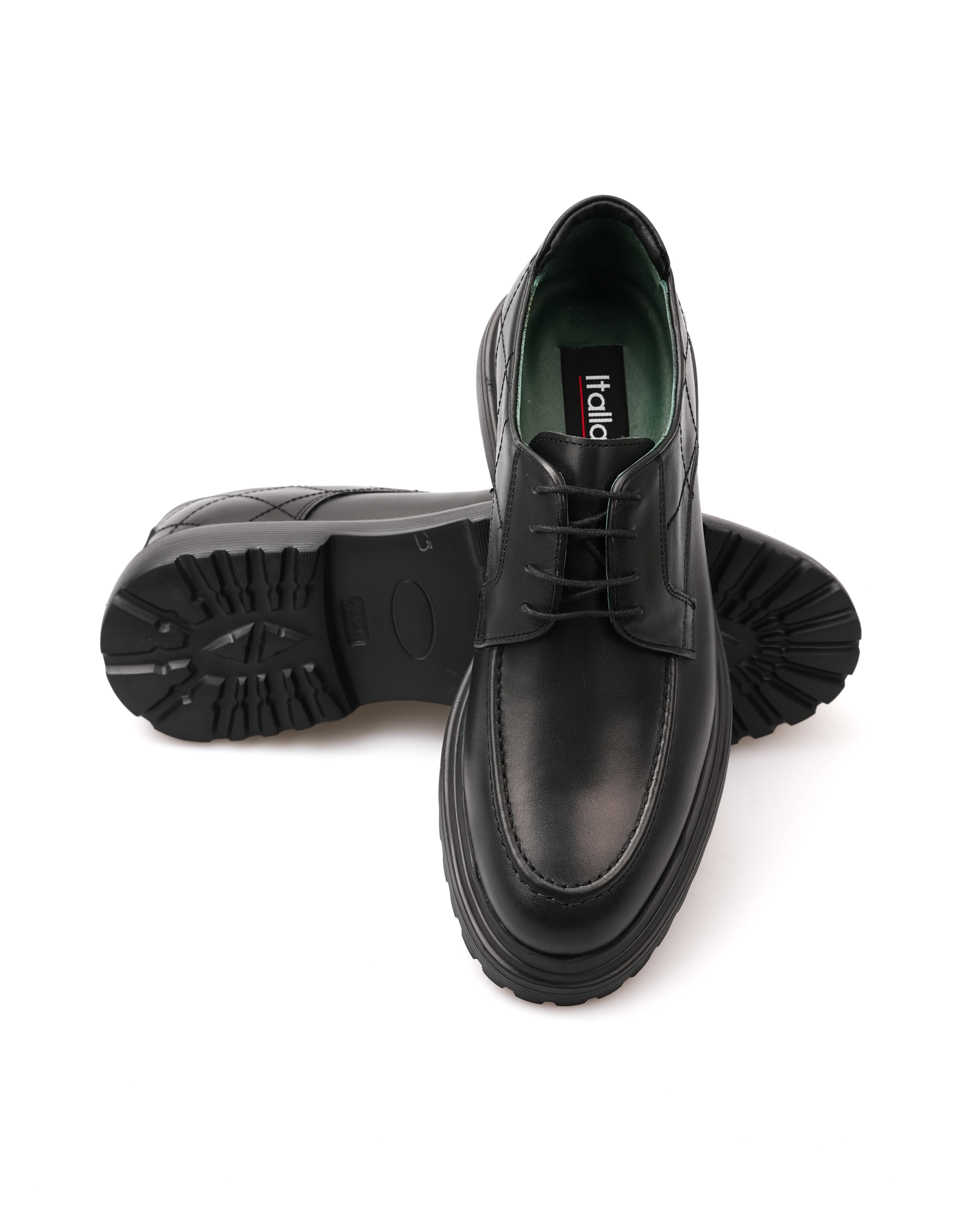 HONVER HAKİKİ DERİ GÜNLÜK ERKEK KLASİK AYAKKABI - Siyah