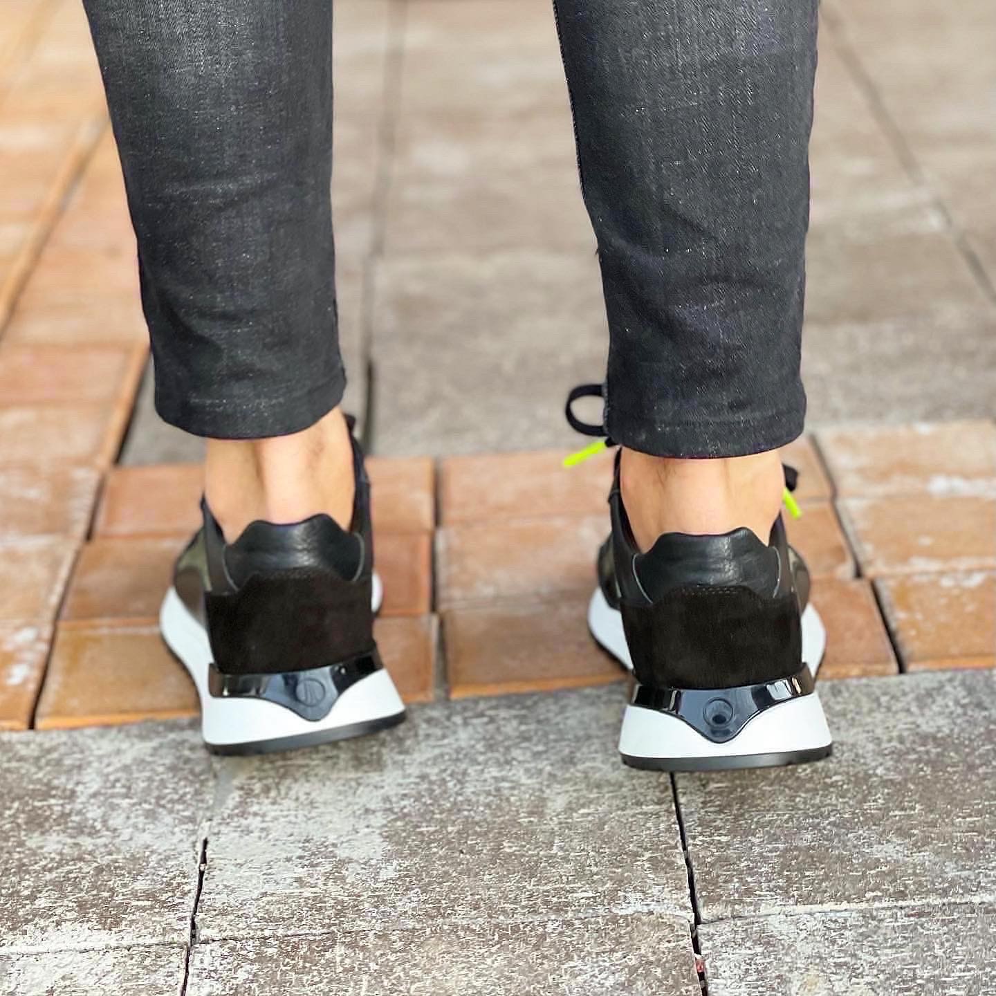 PHORUS HAKİKİ DERİ EVA TABAN GÜNLÜK SNEAKER ERKEK AYAKKABI - Siyah Garnili