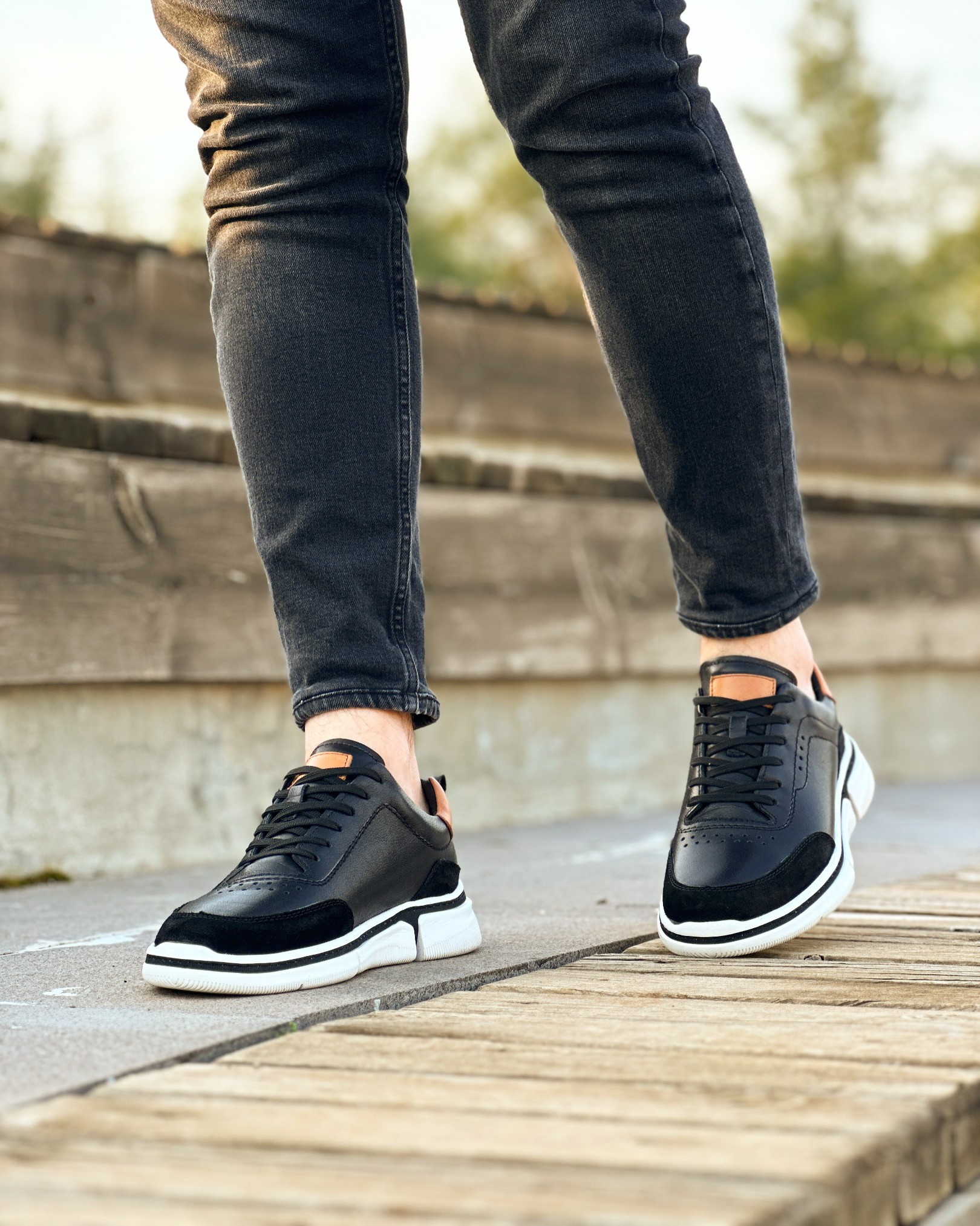 ARMİN HAKİKİ DERİ EVA TABAN GÜNLÜK ERKEK SNEAKER ERKEK AYAKKABI - Siyah