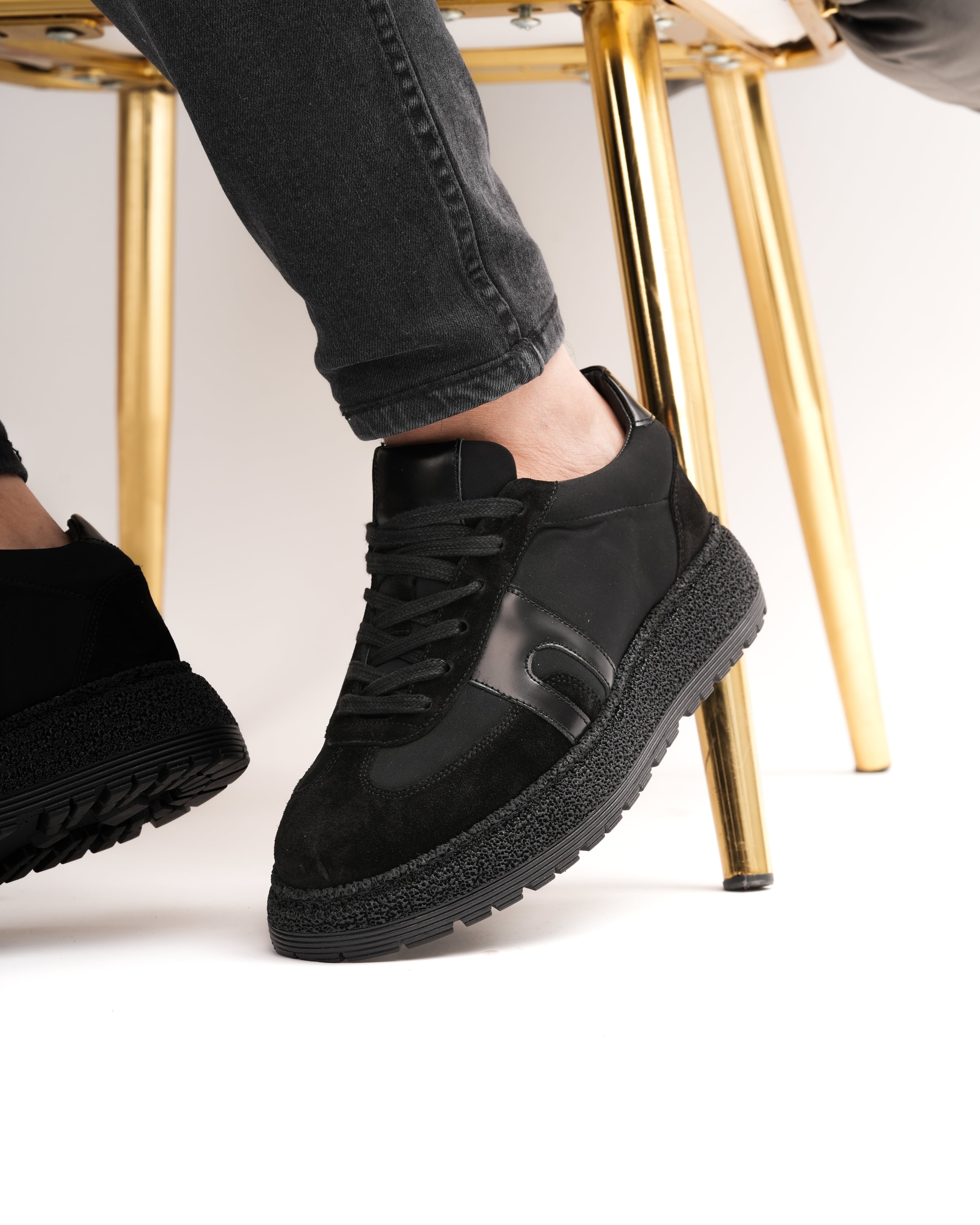 DARUN HAKİKİ DERİ EVA TABAN GÜNLÜK ERKEK SNEAKER AYAKKABI - Siyah