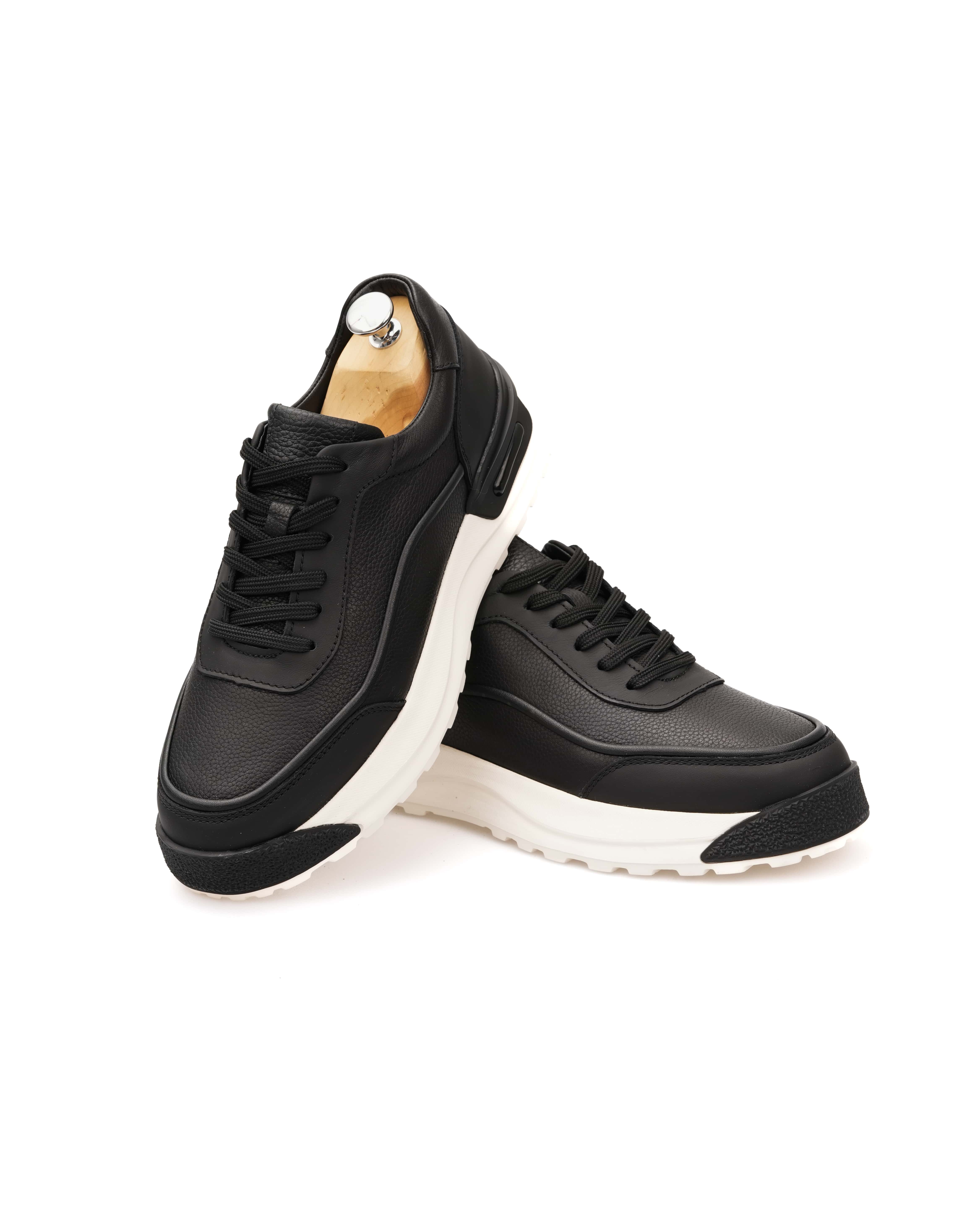 CHAR HAKİKİ DERİ GÜNLÜK ERKEK SNEAKER AYAKKABI - Siyah