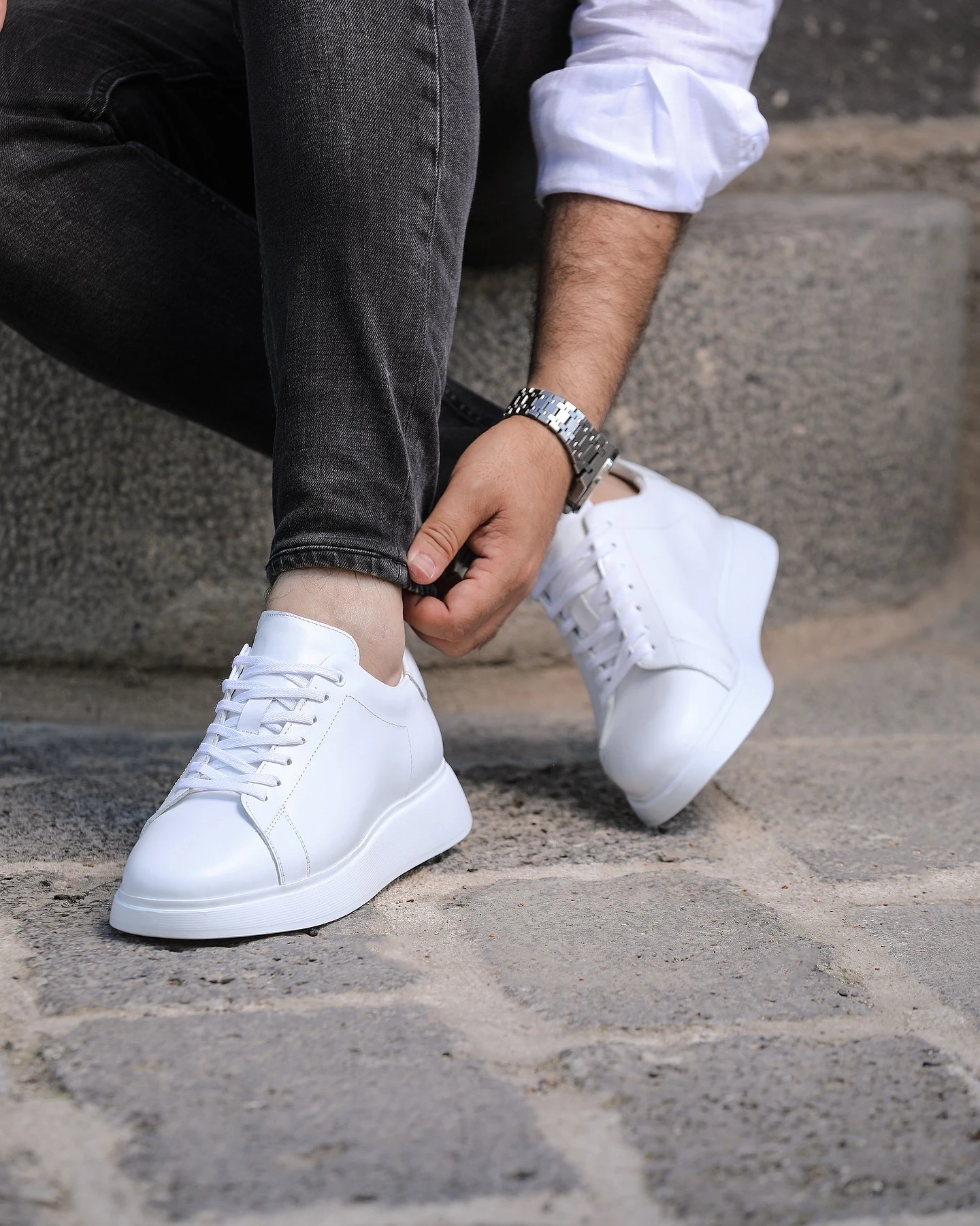 PEİGA HAKİKİ DERİ EVA TABAN GÜNLÜK ERKEK AYAKKABI - Beyaz