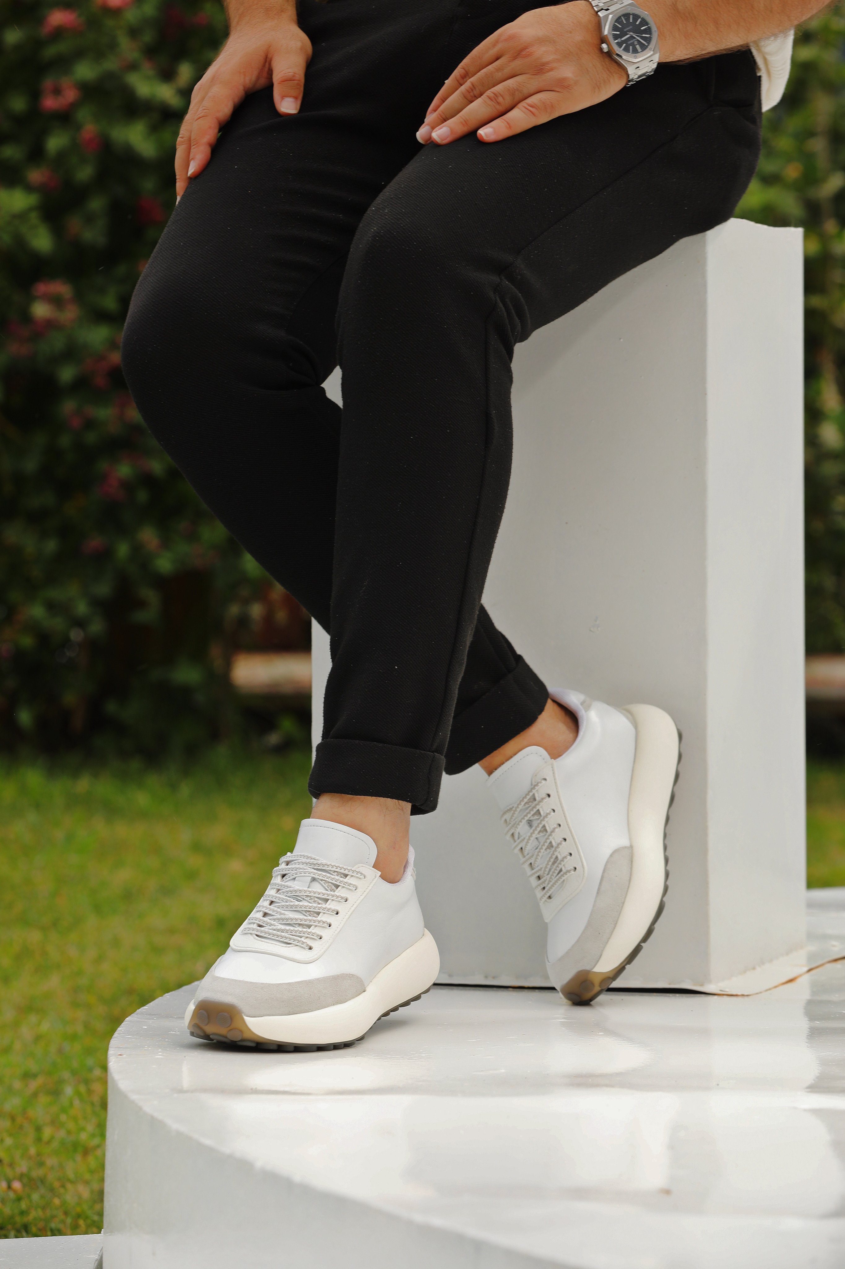 HAKİKİ DERİ AİR TABAN GÜNLÜK ERKEK SNEAKER AYAKKABI - Beyaz