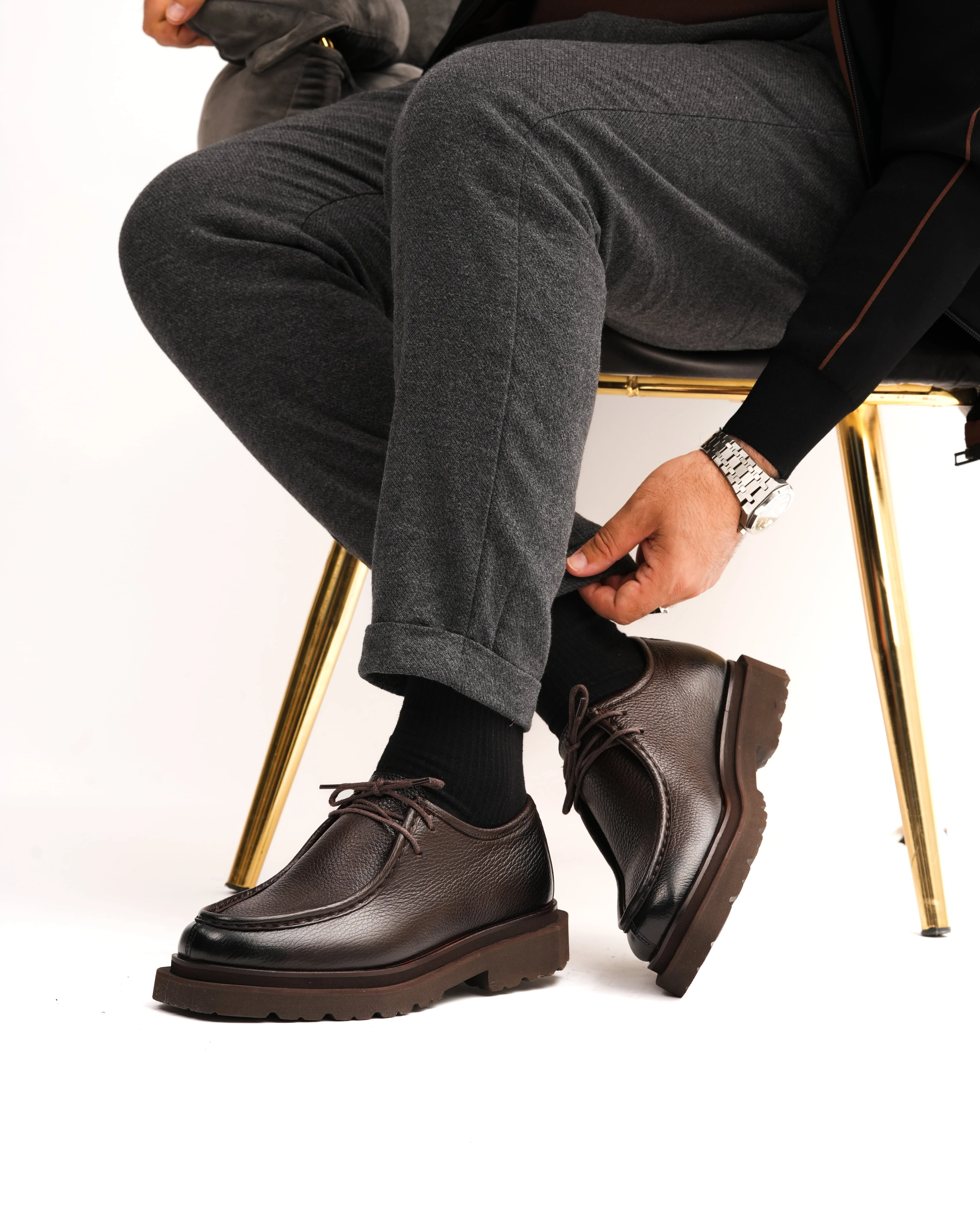 MENSİS HAKİKİ DERİ GÜNLÜK ERKEK KLASİK AYAKKABI - Kahverengi