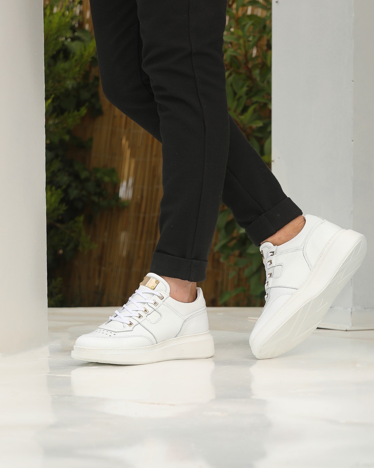 HAKİKİ DERİ EVA TABAN GÜNLÜK ERKEK SNEAKER AYAKKABI - Beyaz