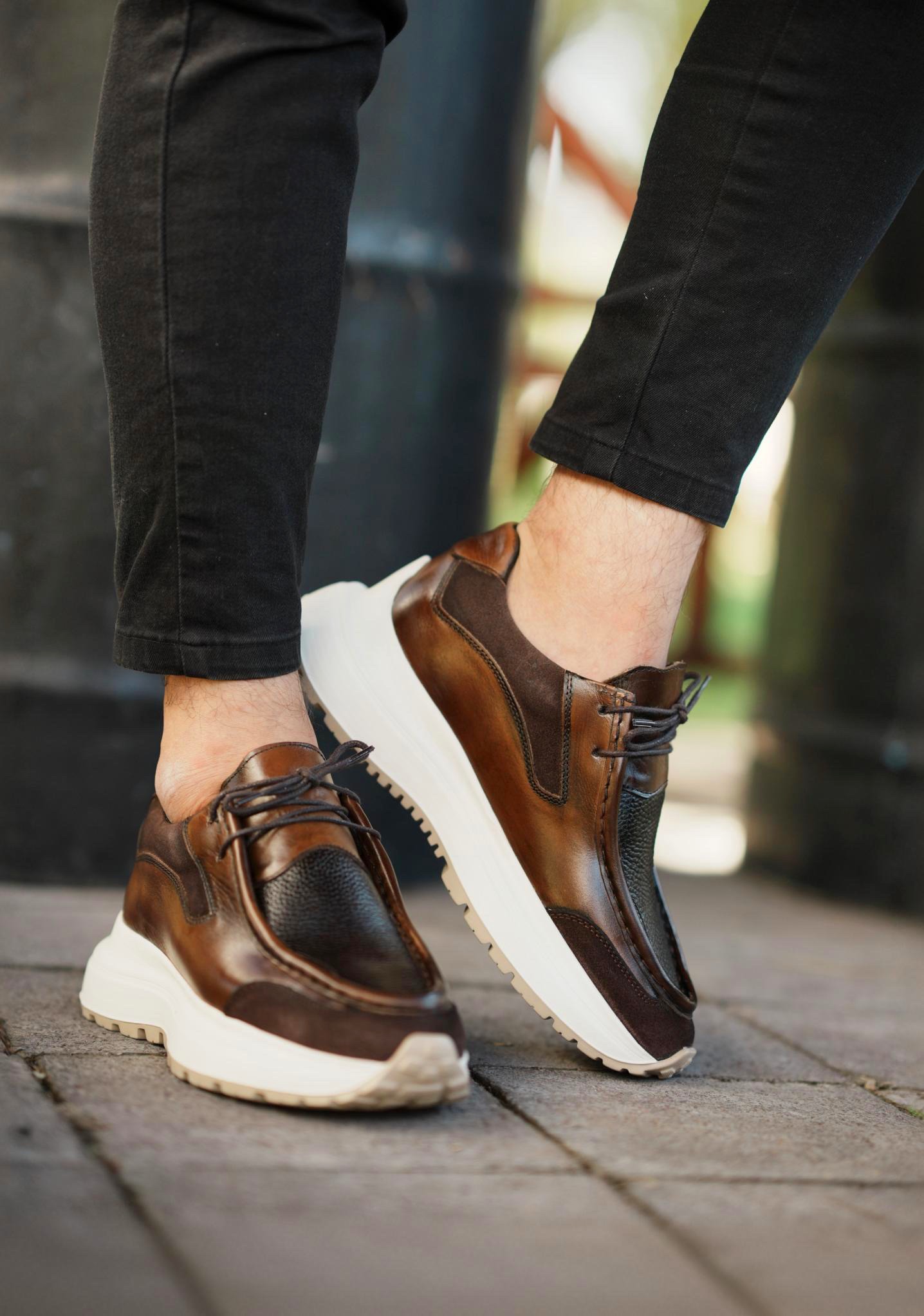 DUBLİN HAKİKİ DERİ EVA TABAN GÜNLÜK ERKEK SNEAKER AYAKKABI - Kahverengi