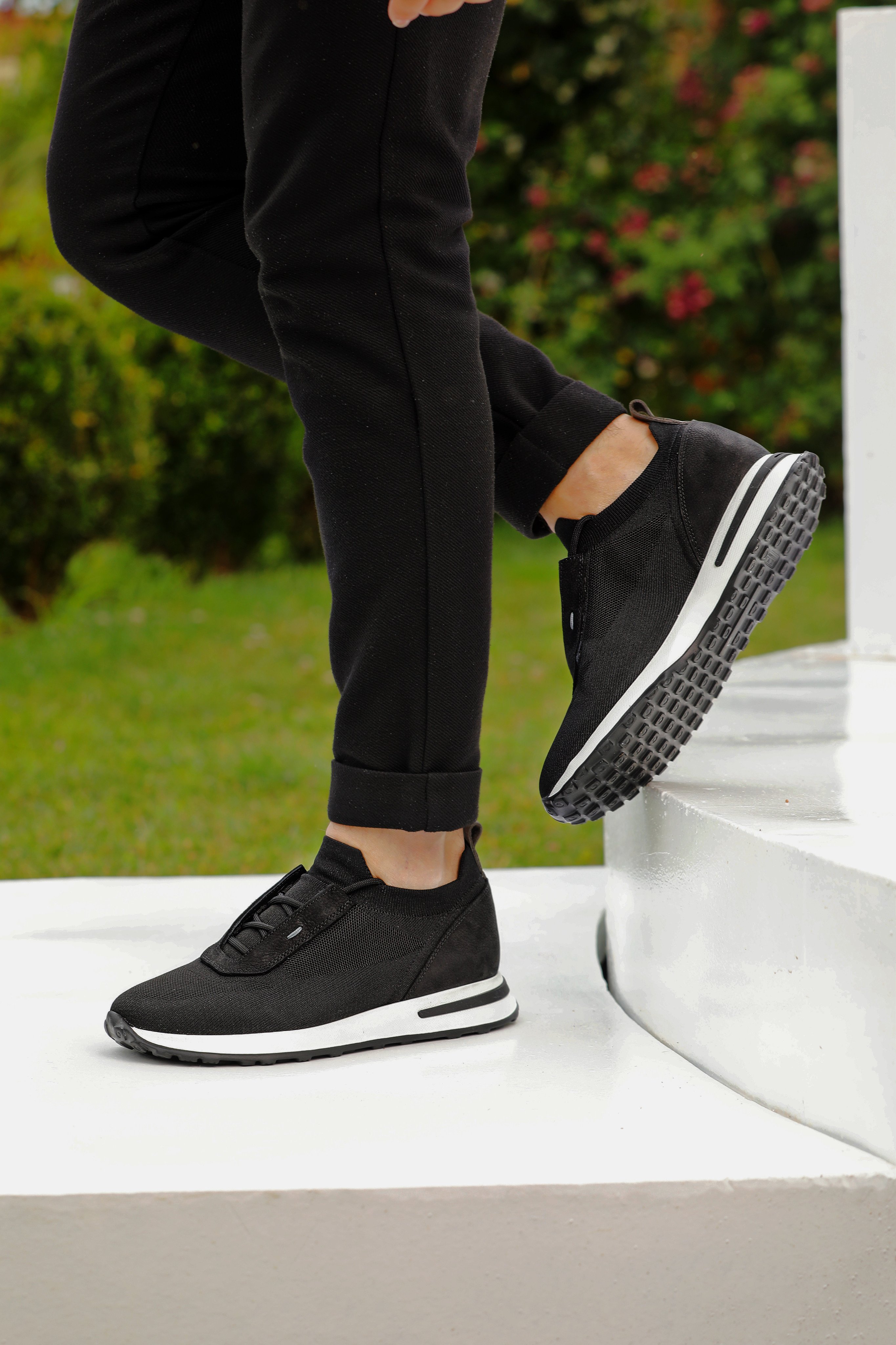 KETEN EVA TABAN GÜNLÜK ERKEK SNEAKER AYAKKABI - Siyah
