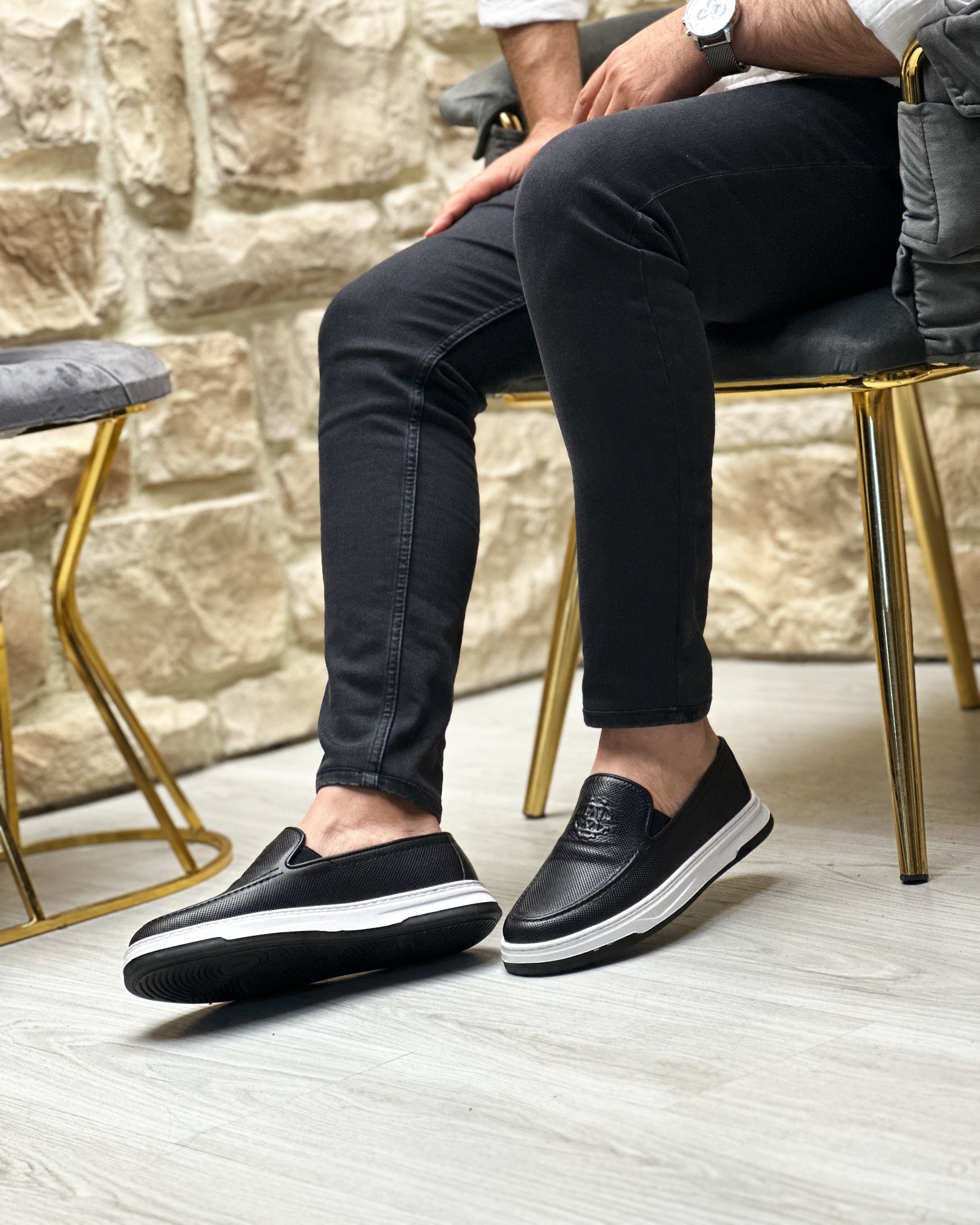 HOKENAW HAKİKİ DERİ EVA TABAN GÜNLÜK ERKEK CASUAL AYAKKABI - Siyah