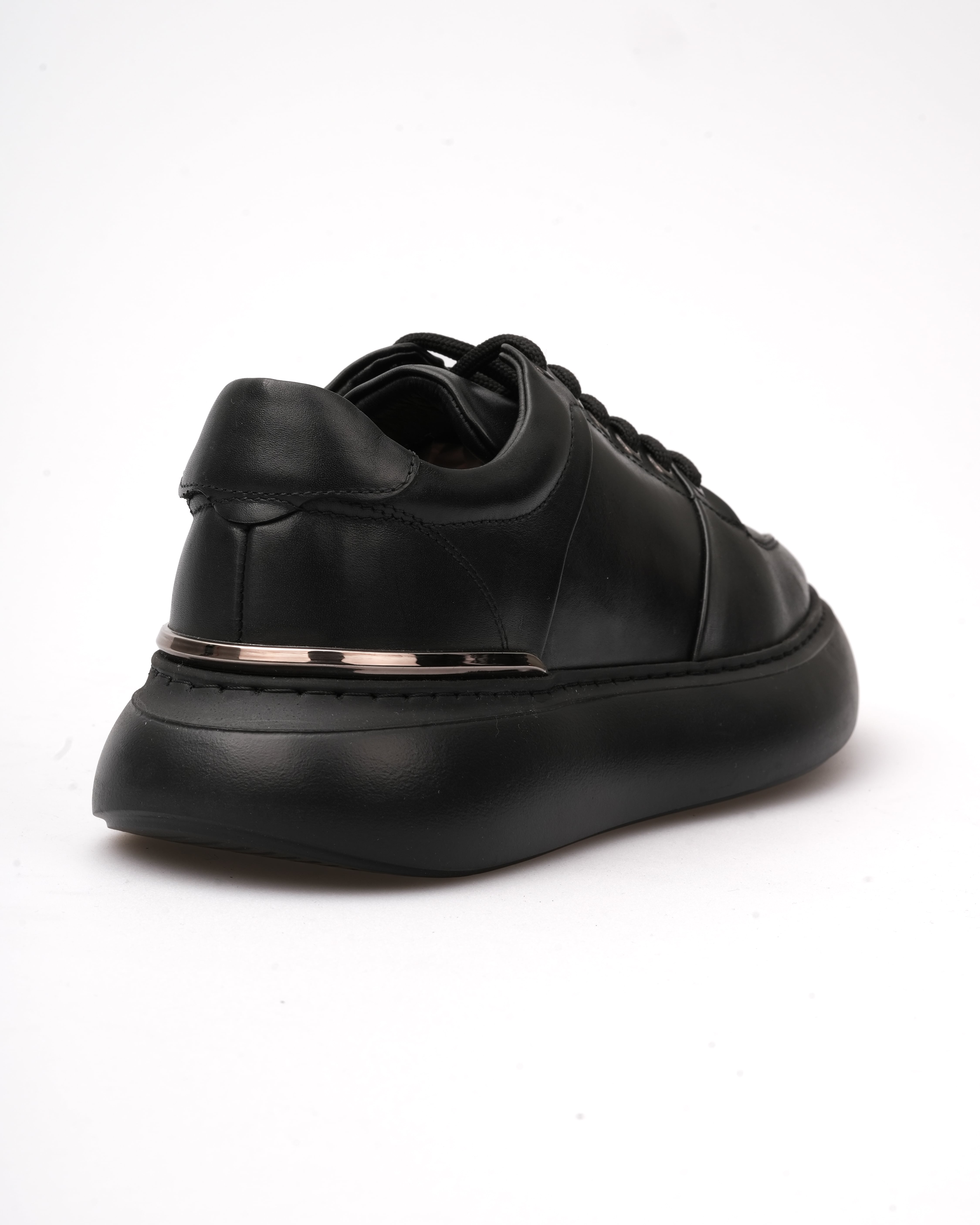 KUSAT HAKİKİ DERİ GÜNLÜK ERKEK SNEAKER AYAKKABI - Siyah