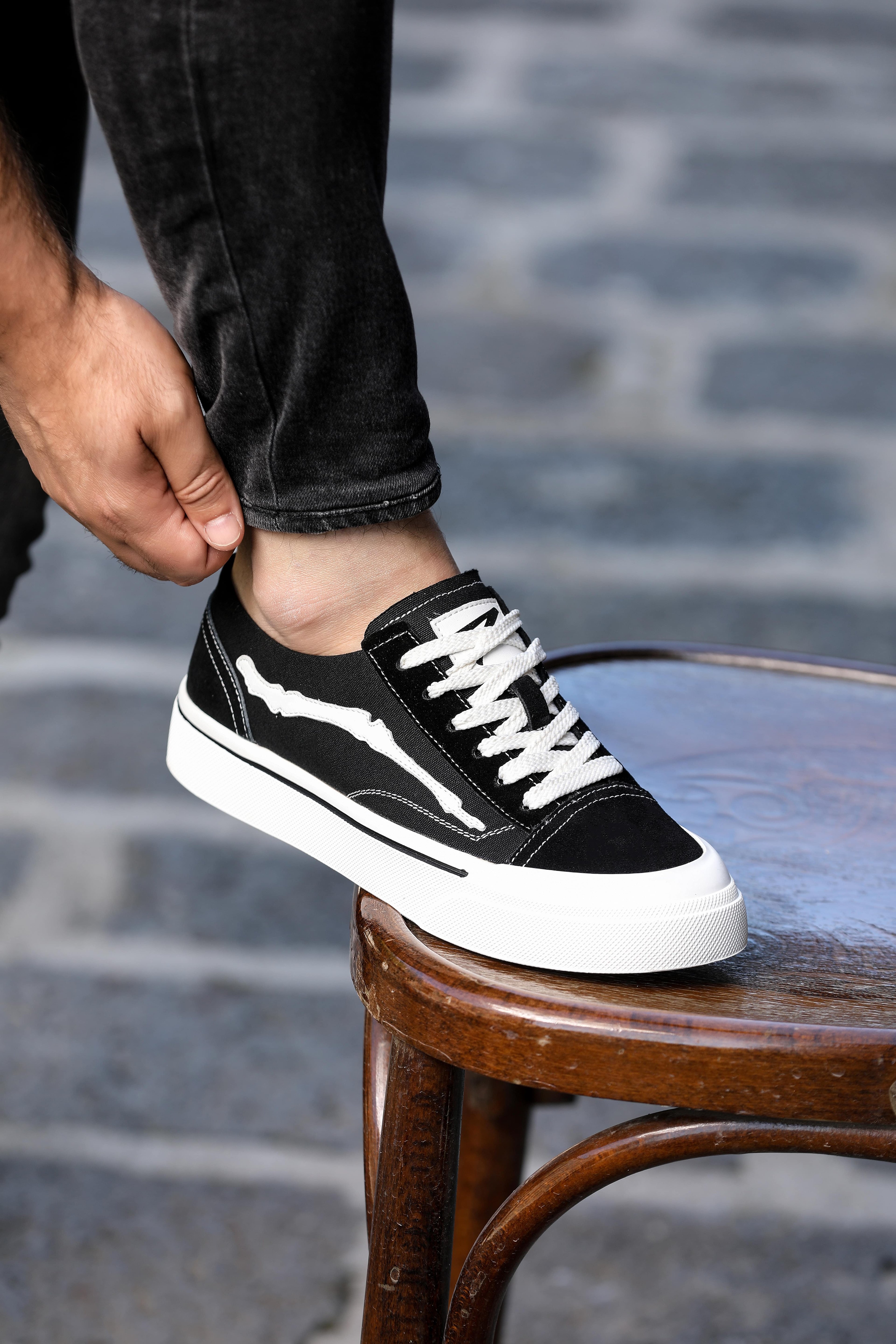 WENG KETEN KAUÇUK TABAN GÜNLÜK ERKEK SNEAKER AYAKKABI - Siyah