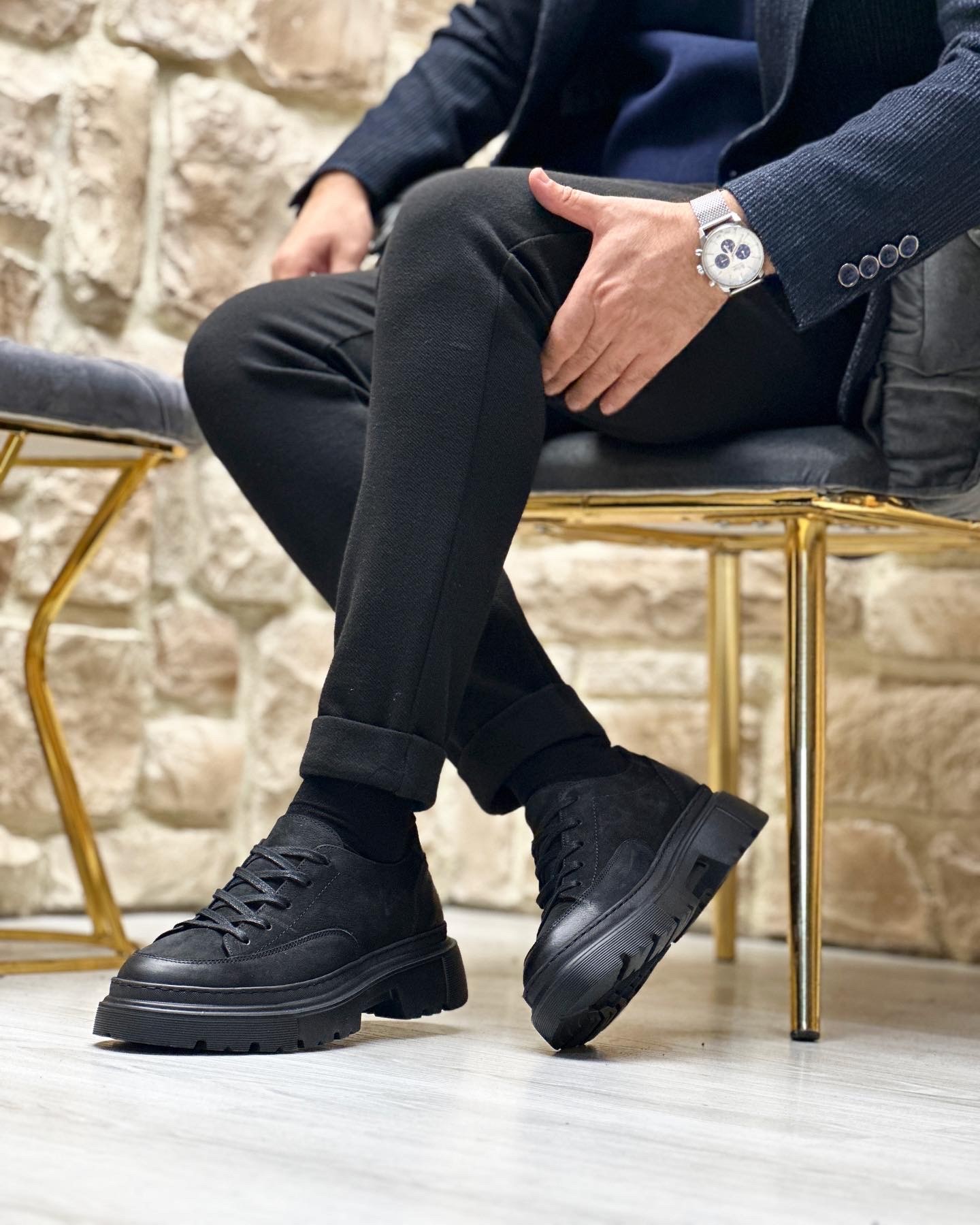 HAKİKİ DERİ EVA TABAN GÜNLÜK ERKEK CASUAL AYAKKABI - Siyah