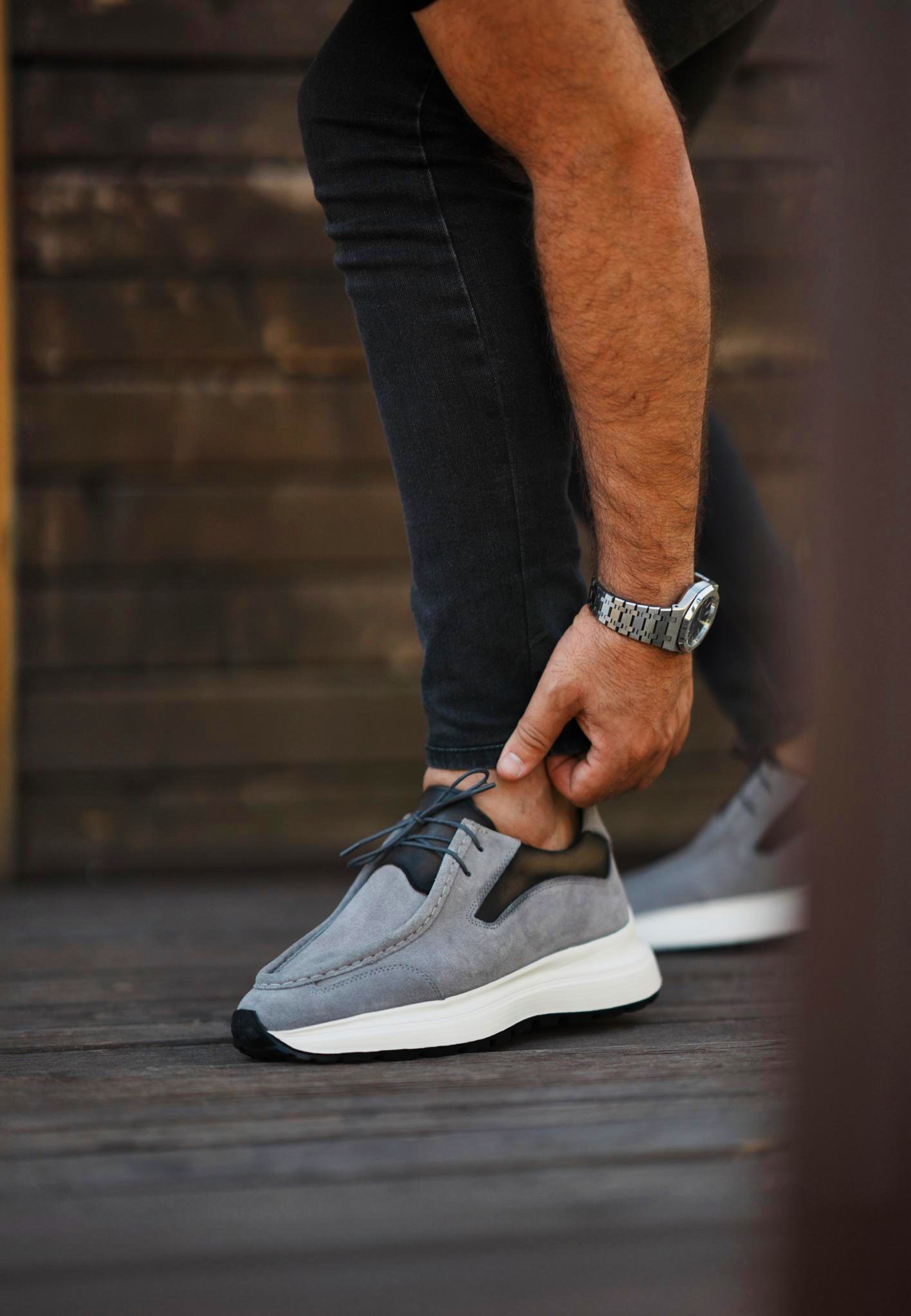 DUBLİN HAKİKİ DERİ EVA TABAN GÜNLÜK ERKEK SNEAKER AYAKKABI - Gri