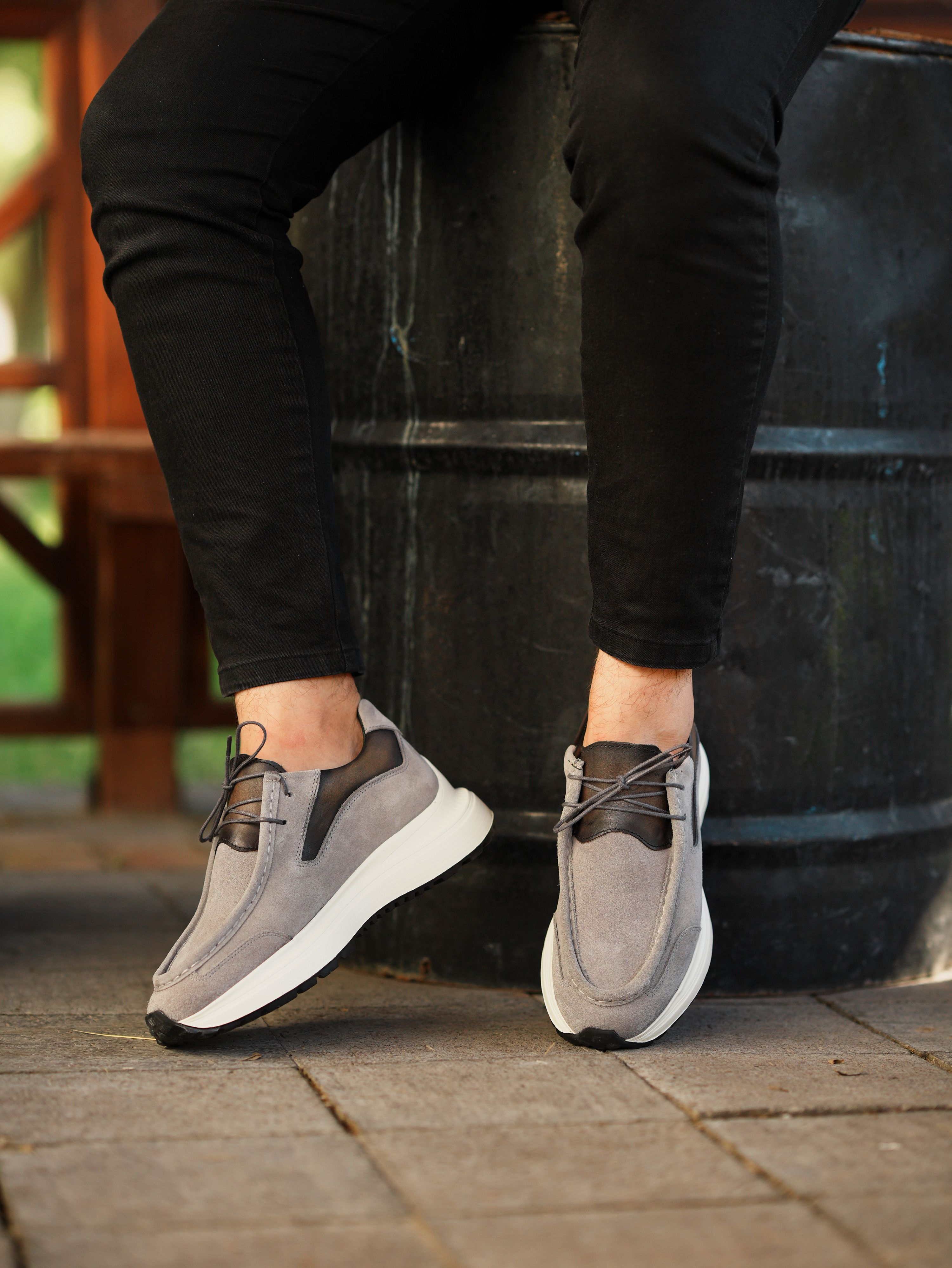 DUBLİN HAKİKİ DERİ EVA TABAN GÜNLÜK ERKEK SNEAKER AYAKKABI - Gri