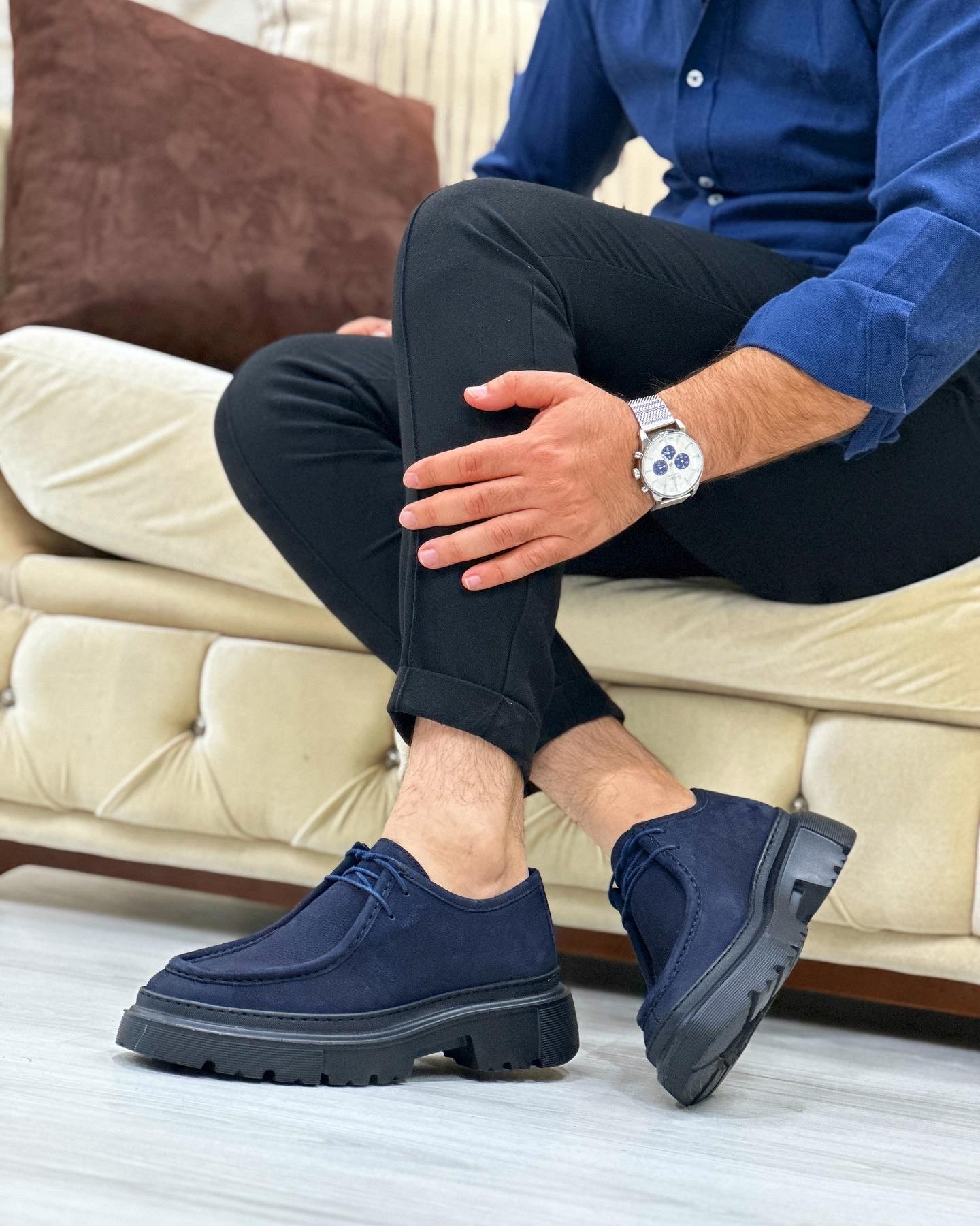 HAKİKİ DERİ EVA TABAN GÜNLÜK ERKEK CASUAL AYAKKABI - Lacivert