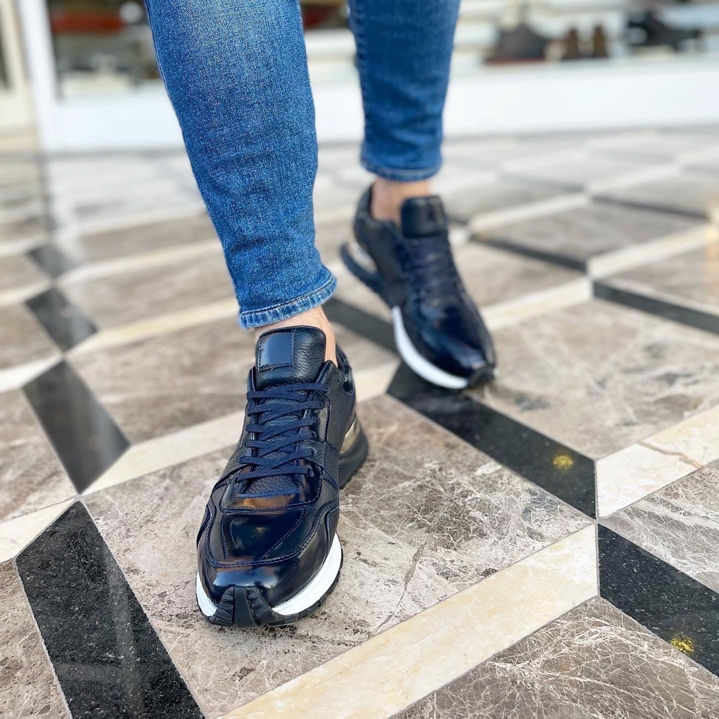 SENTO MODEL HAKİKİ DERİ EVA TABAN GÜNLÜK ERKEK SNEAKER AYAKKABI - Lacivert