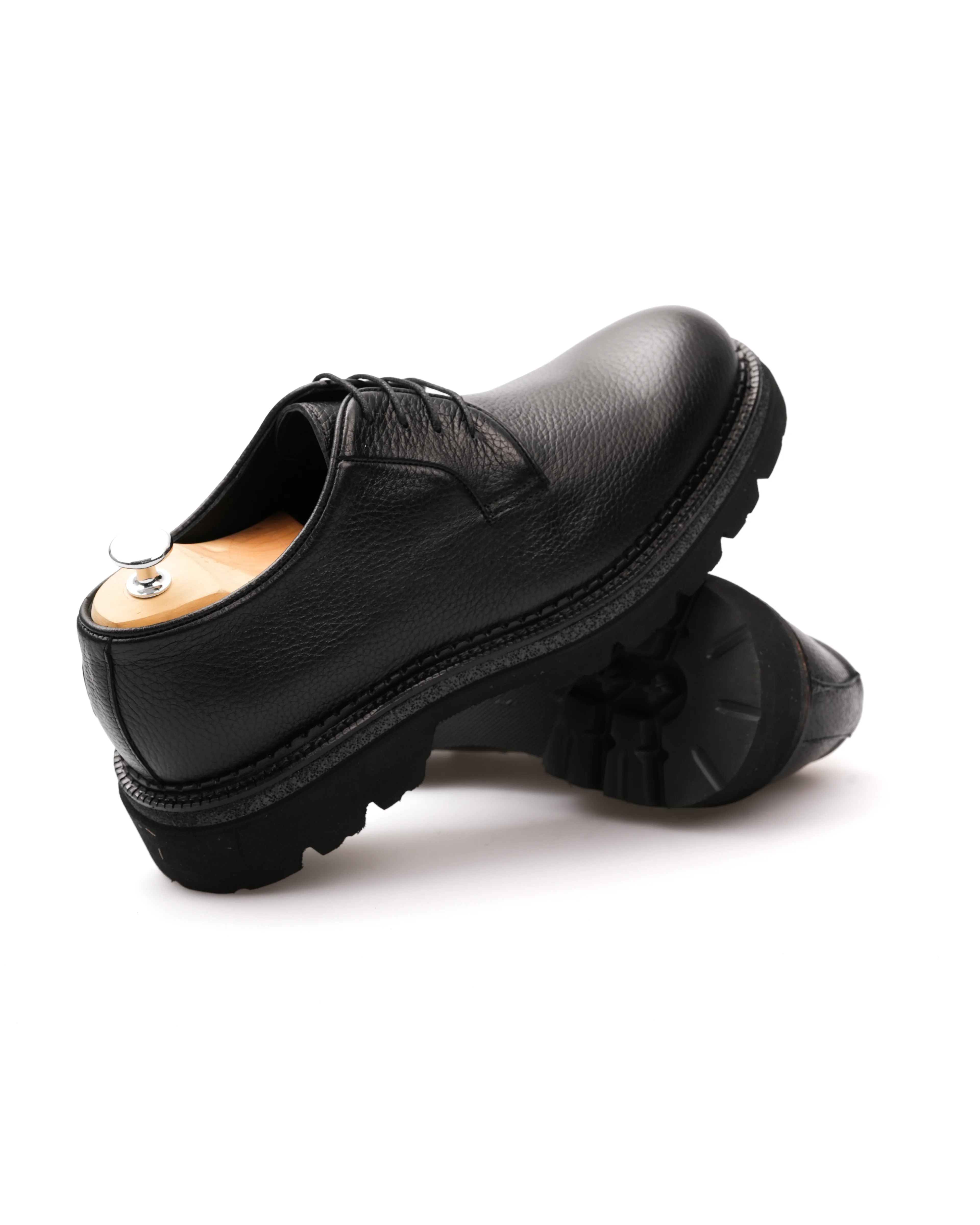 APEL HAKİKİ DERİ GÜNLÜK ERKEK KLASİK AYAKKABI - SİYAH FLOTUR