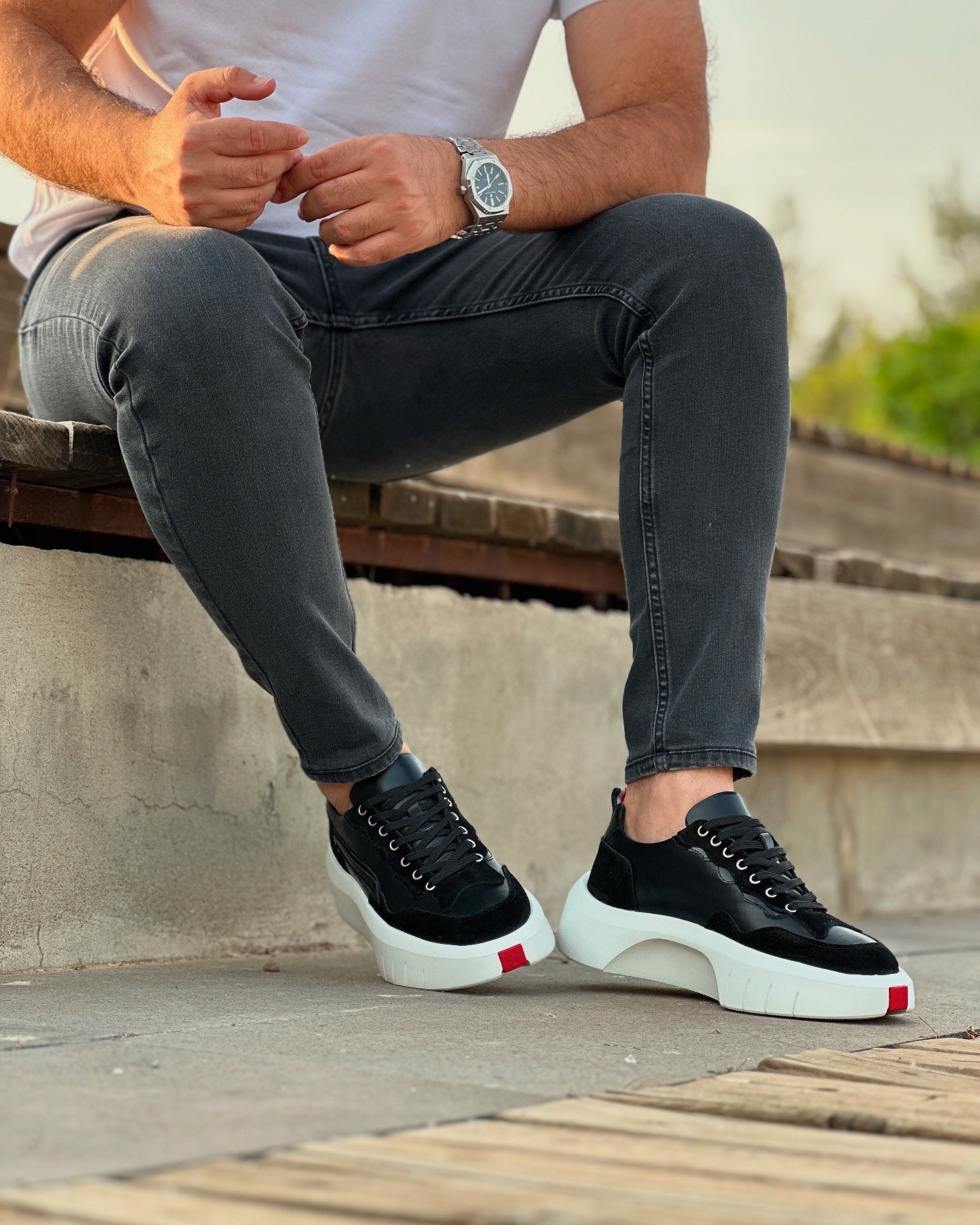 ARNOLD HAKİKİ DERİ EVA TABAN GÜNLÜK ERKEK SNEAKER AYAKKABI - Siyah