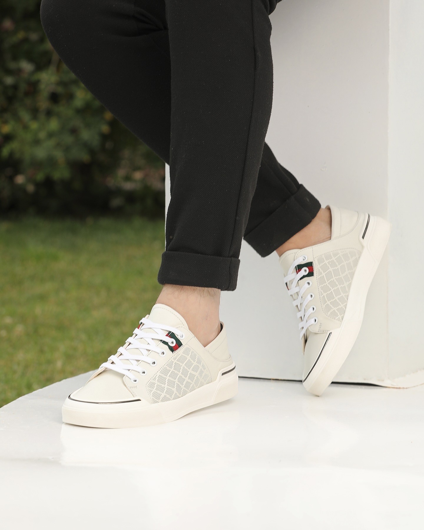 HAKİKİ DERİ GÜNLÜK ERKEK SNEAKER AYAKKABI - Beyaz