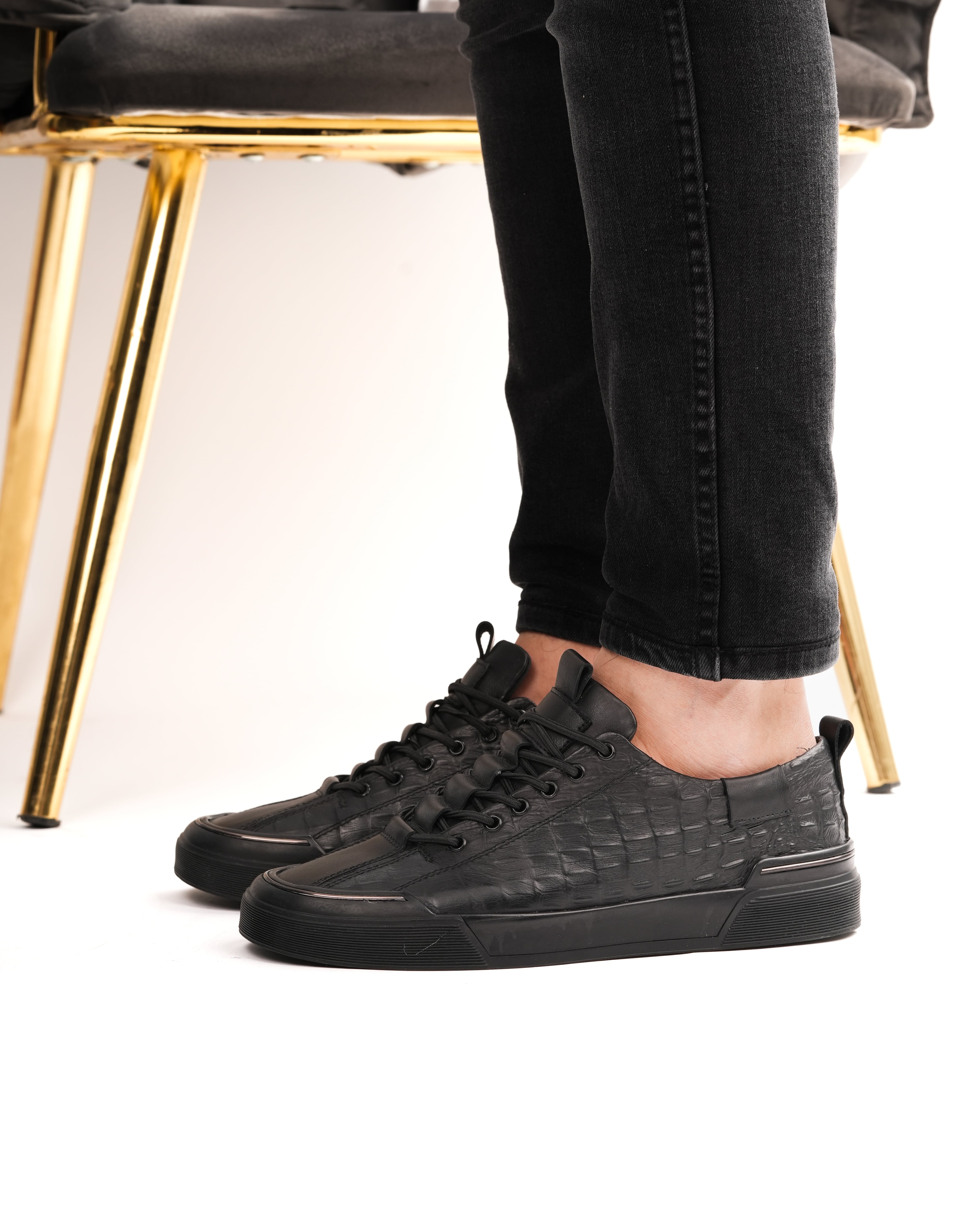 KROK HAKİKİ DERİ GÜNLÜK ERKEK SNEAKER AYAKKBI - Siyah