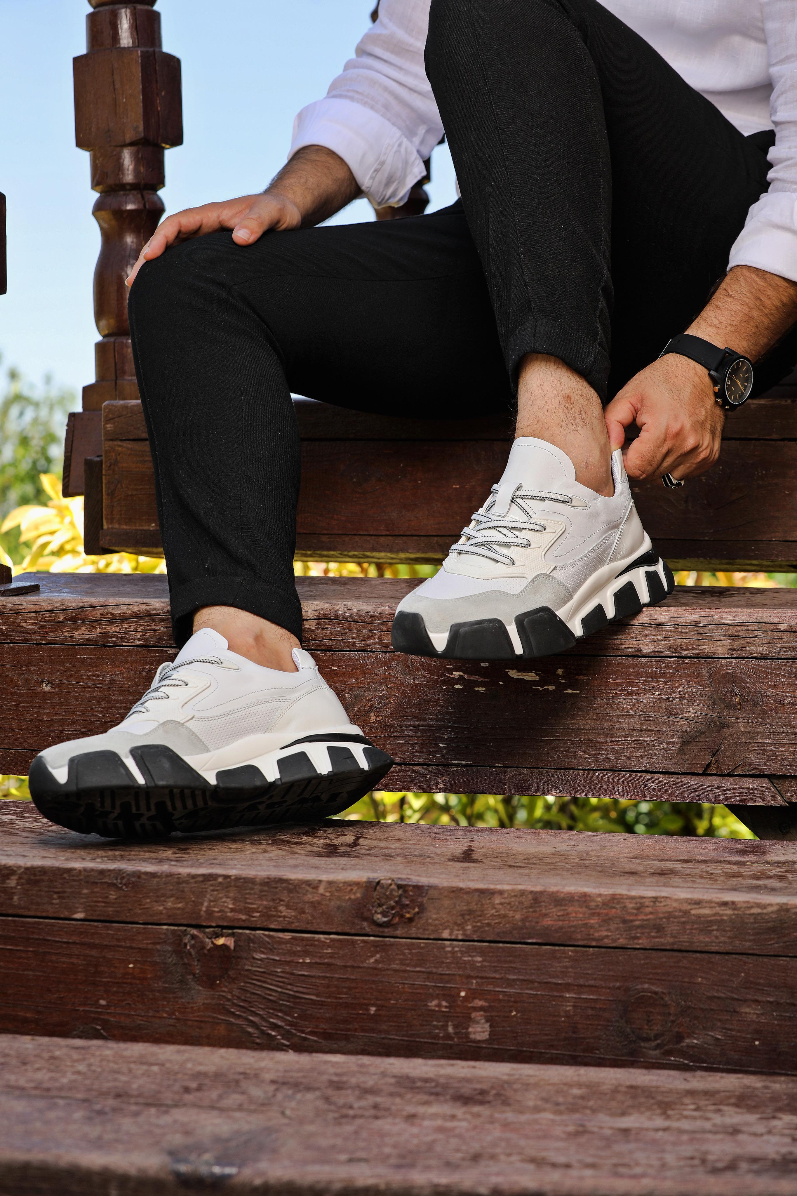 HAKİKİ DERİ EVA TABAN GÜNLÜK ERKEK SNEAKER AYAKKABI - Beyaz