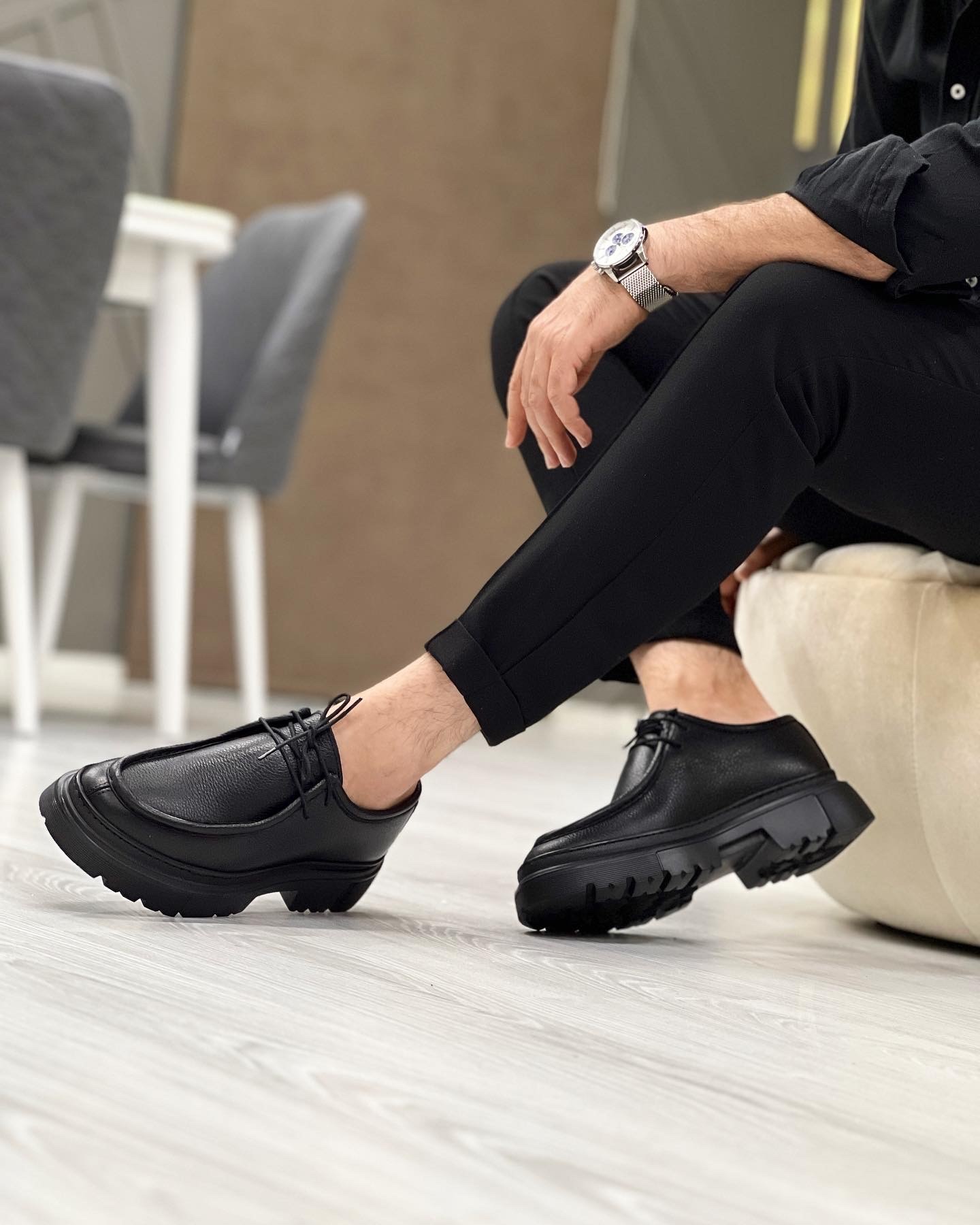 HAKİKİ DERİ EVA TABAN GÜNLÜK ERKEK CASUAL AYAKKABI - Siyah