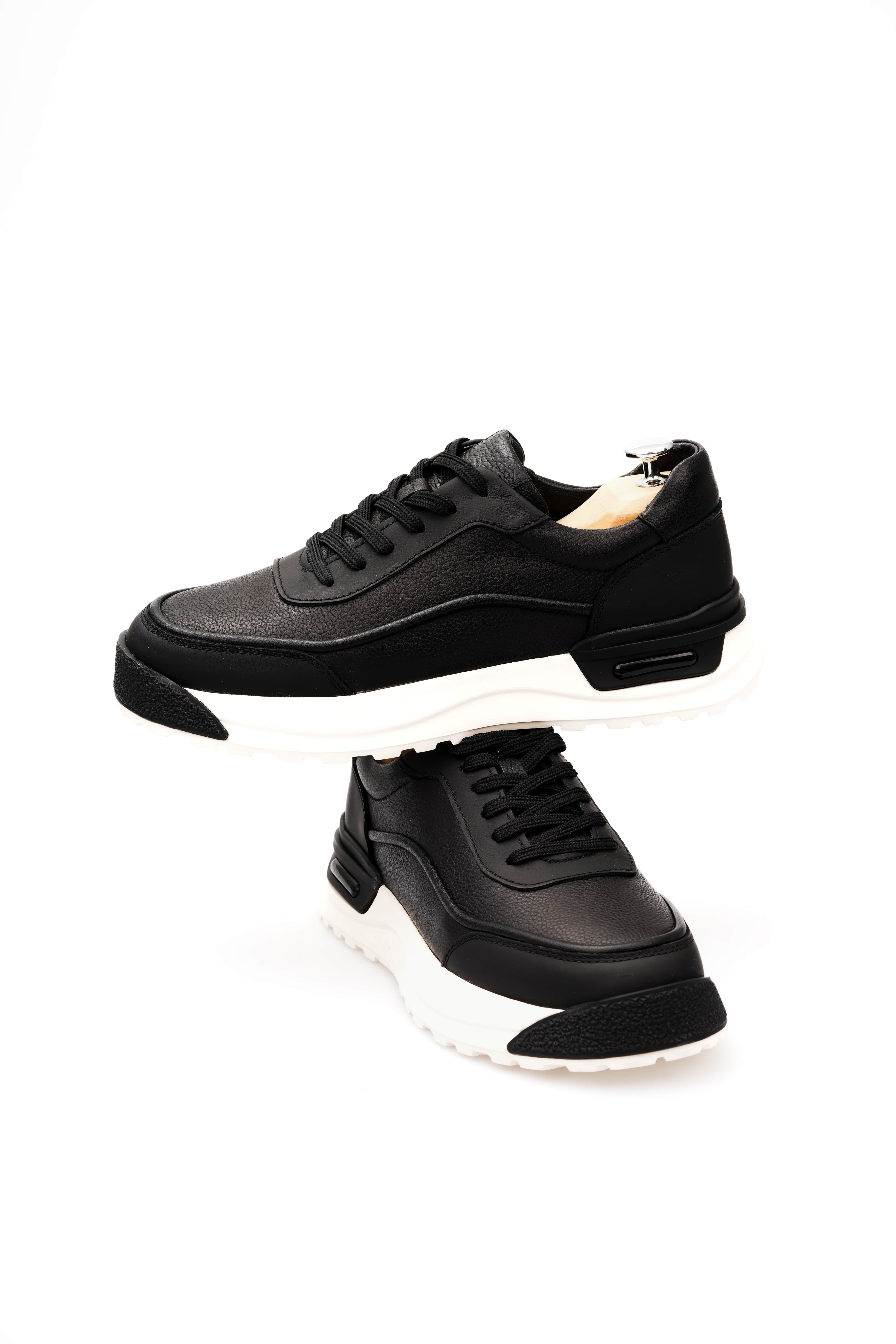 CHAR HAKİKİ DERİ GÜNLÜK ERKEK SNEAKER AYAKKABI - Siyah