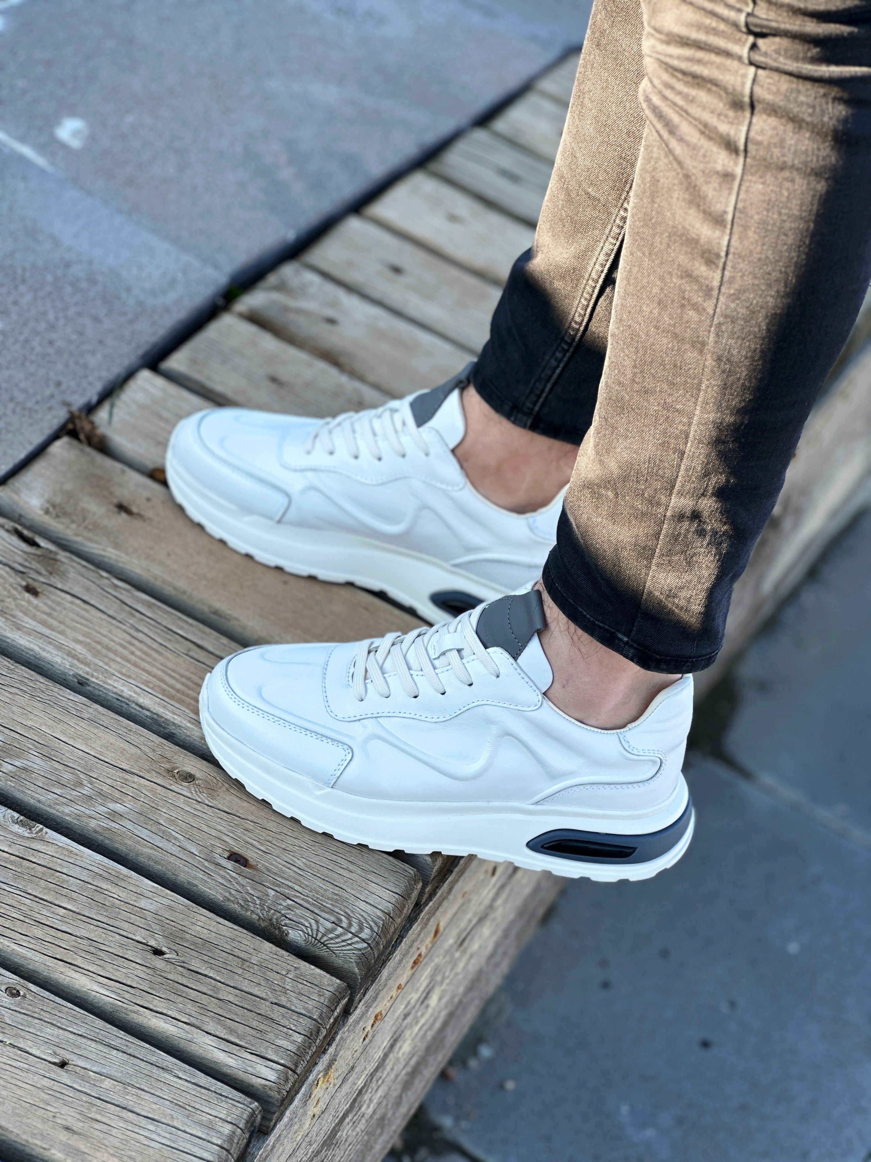 MANİLA HAKİKİ DERİ AİR TABAN GÜNLÜK ERKEK SNEAKER AYAKKABI - Beyaz
