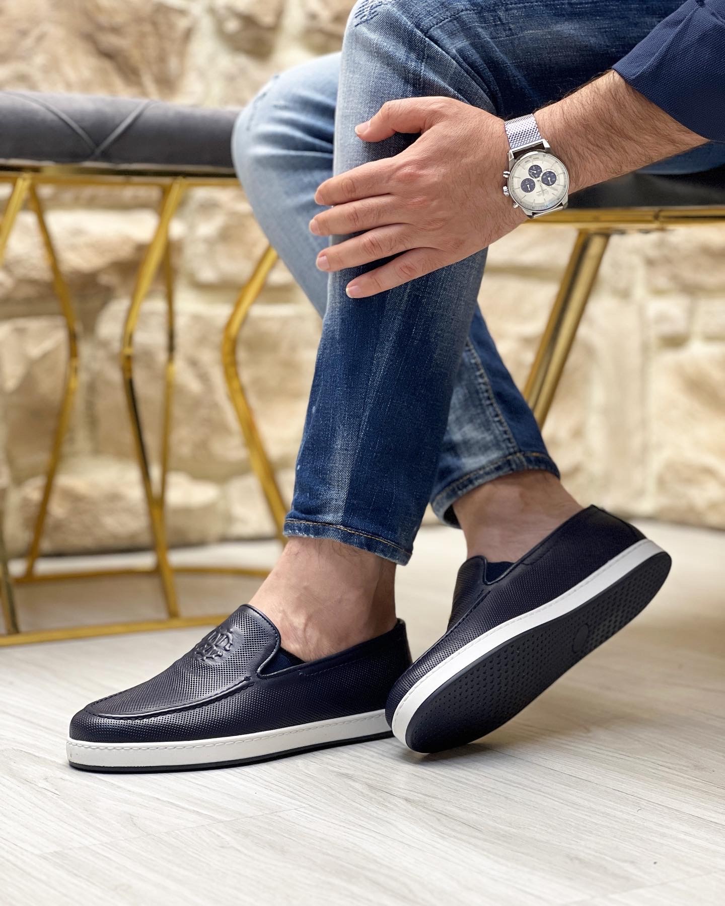 SOFT HAKİKİ DERİ EVA TABAN GÜNLÜK ERKEK CASUAL AYAKKABI - Lacivert