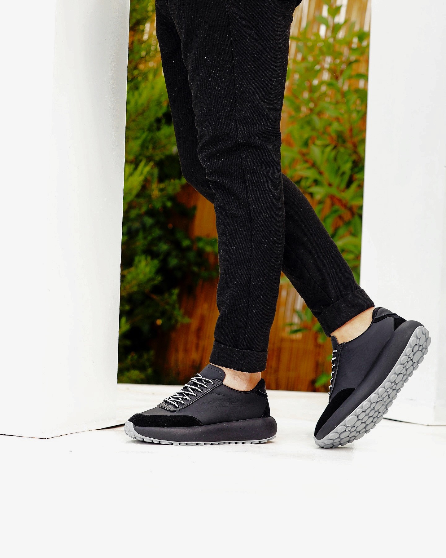 HAKİKİ DERİ AİR TABAN GÜNLÜK ERKEK SNEAKER AYAKKABI - Siyah
