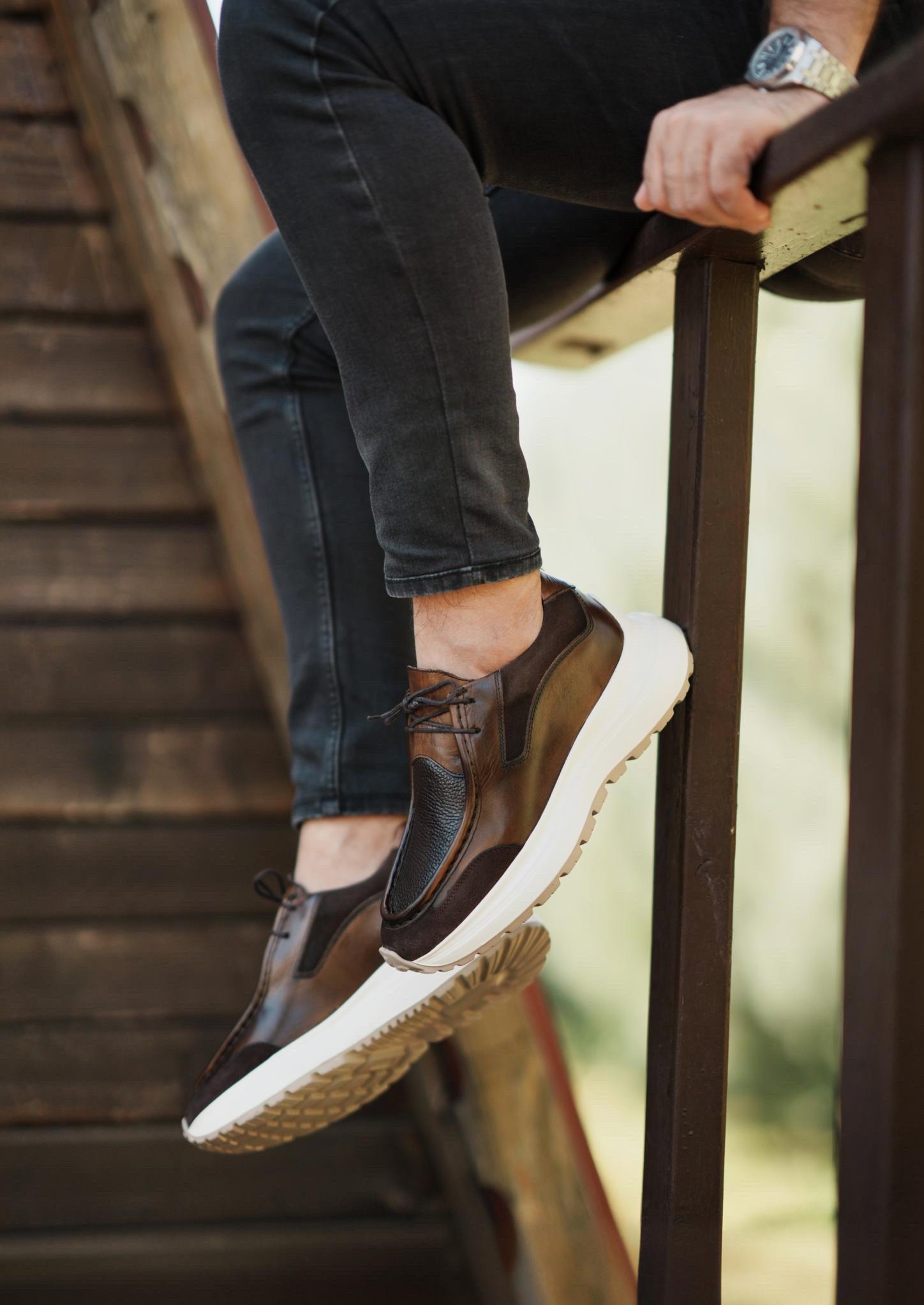 DUBLİN HAKİKİ DERİ EVA TABAN GÜNLÜK ERKEK SNEAKER AYAKKABI - Kahverengi