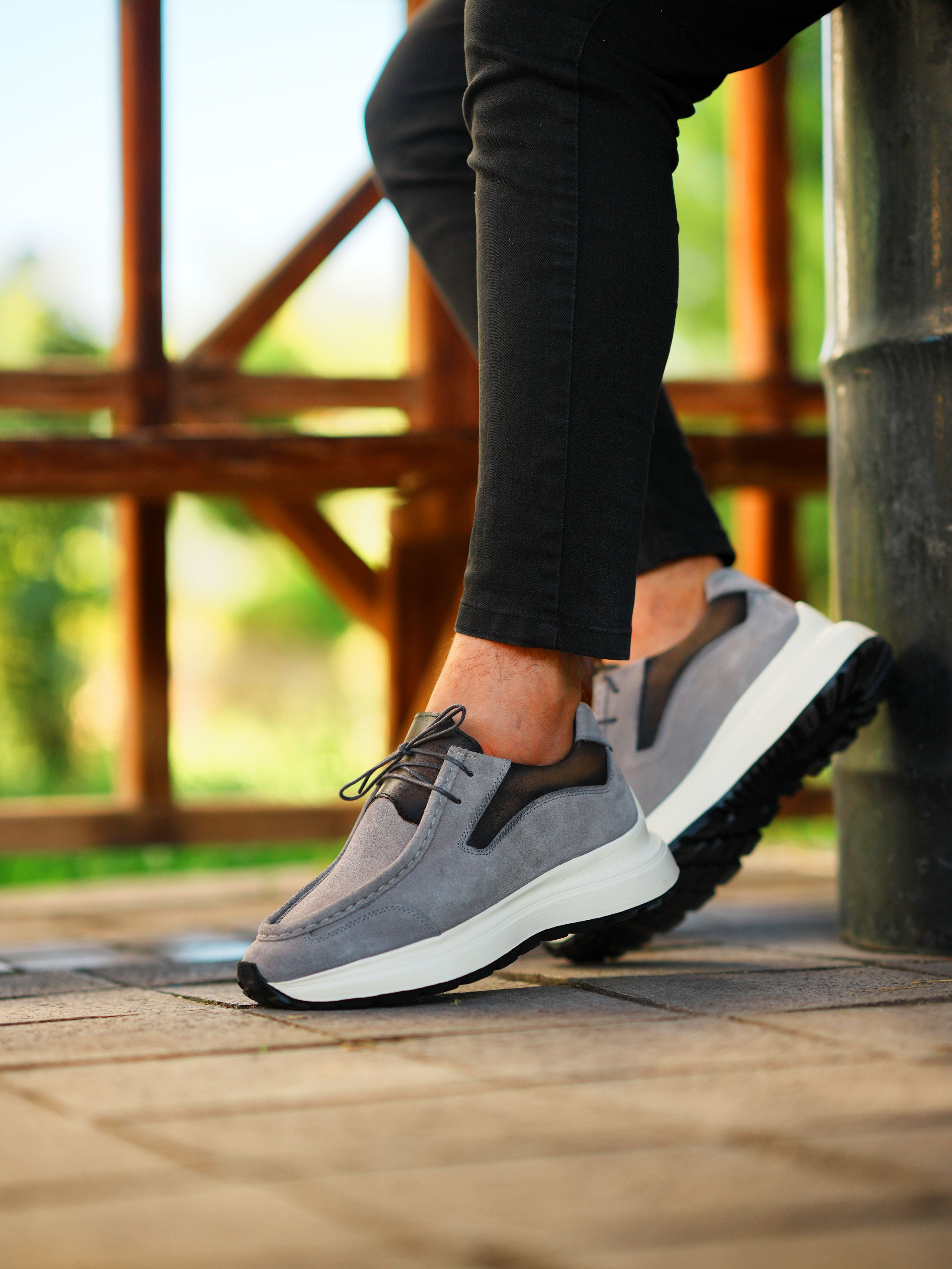 DUBLİN HAKİKİ DERİ EVA TABAN GÜNLÜK ERKEK SNEAKER AYAKKABI - Gri