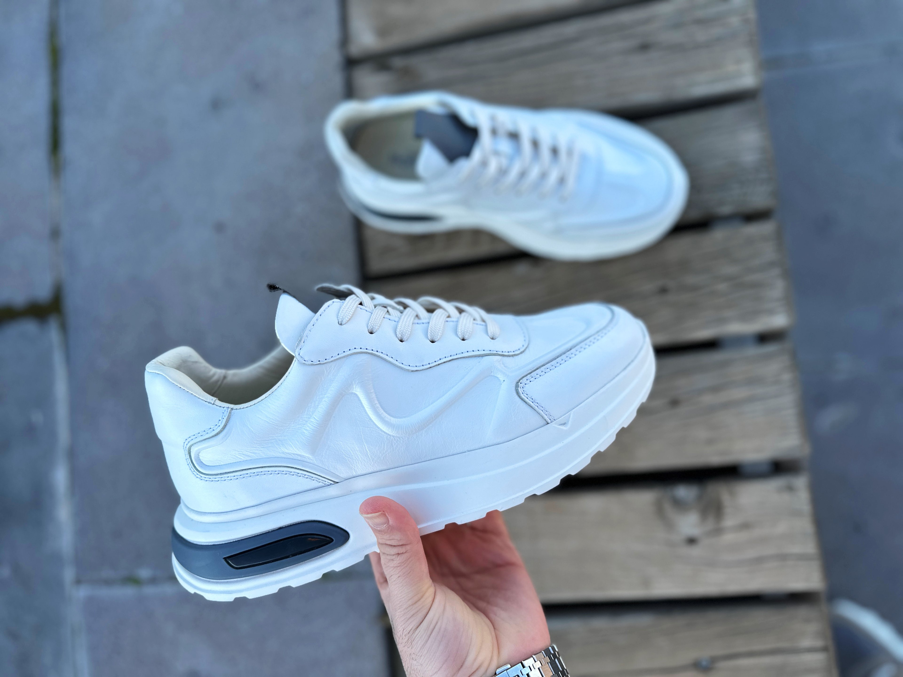MANİLA HAKİKİ DERİ AİR TABAN GÜNLÜK ERKEK SNEAKER AYAKKABI - Beyaz