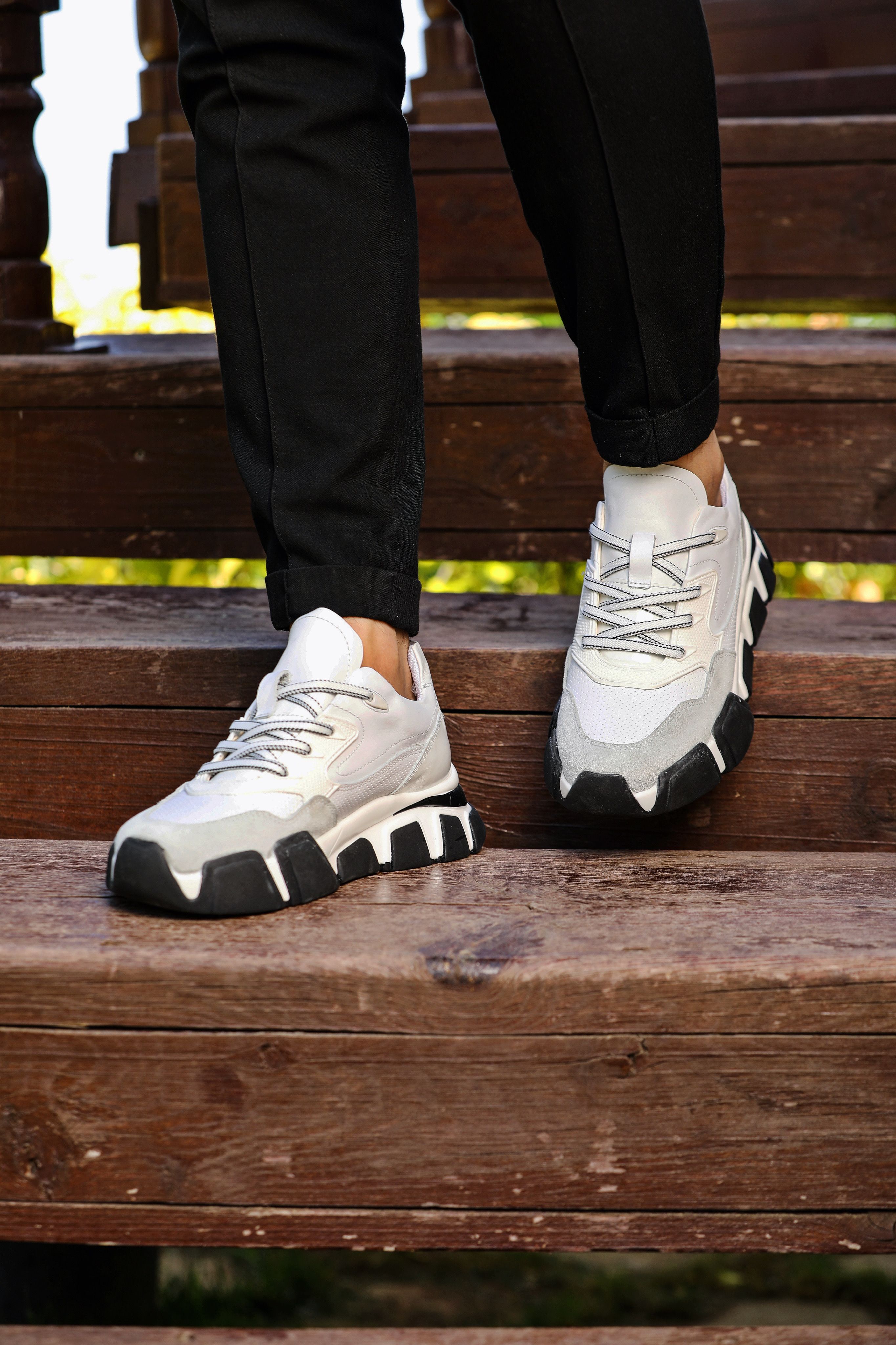 HAKİKİ DERİ EVA TABAN GÜNLÜK ERKEK SNEAKER AYAKKABI - Beyaz