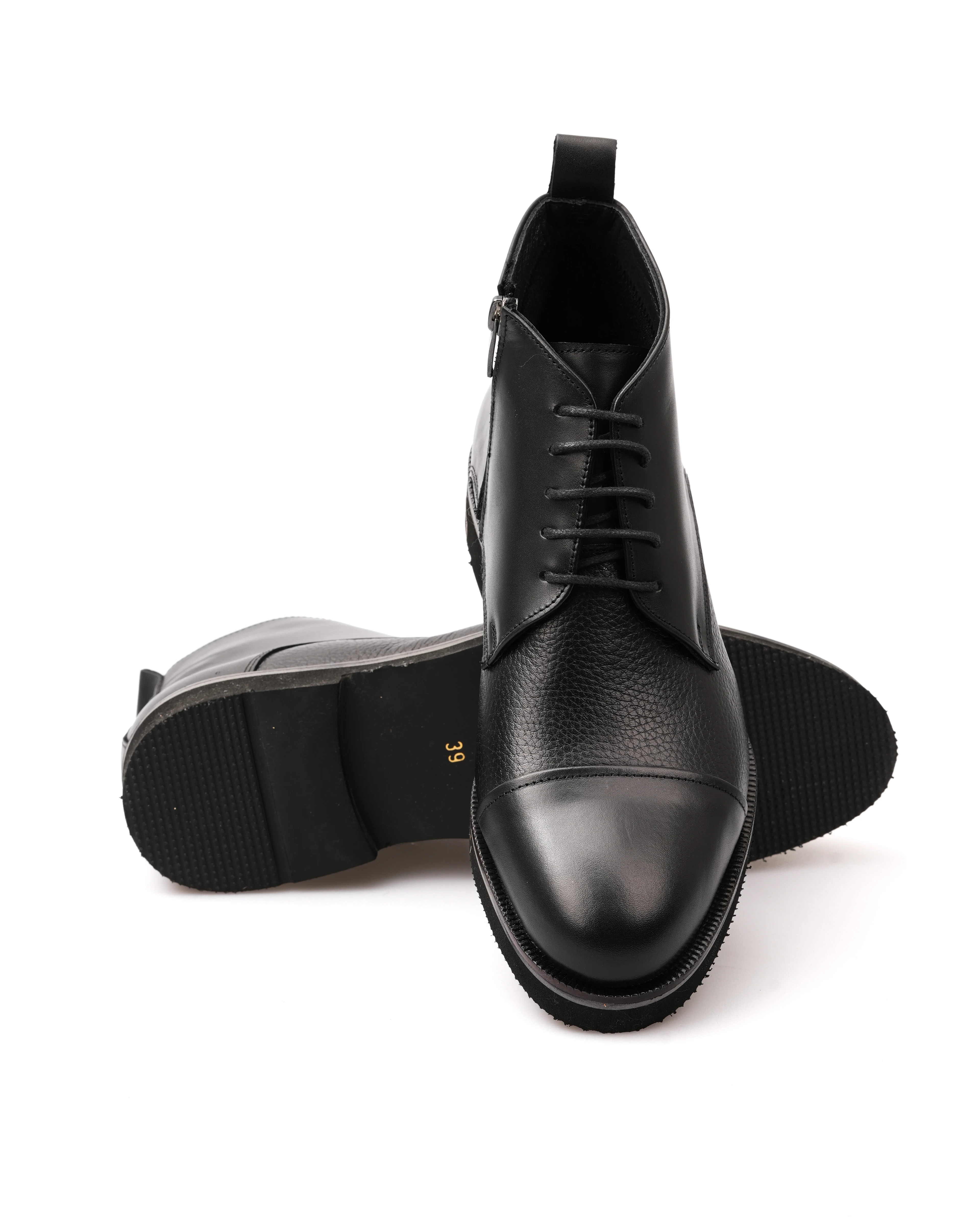 SARJAH HAKİKİ DERİ GÜNLÜK ERKEK BOT - SİYAH FLOTUR