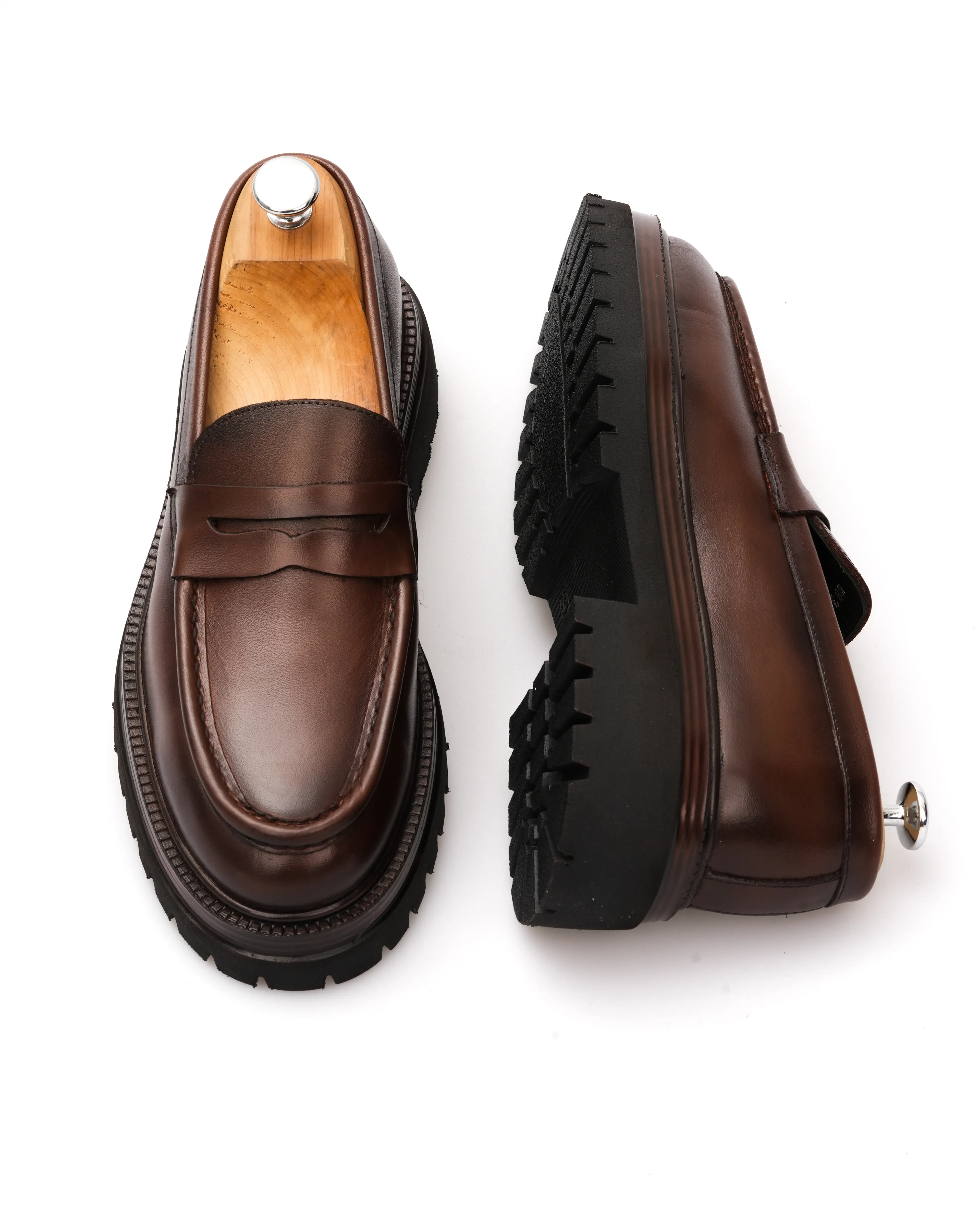 GERZA HAKİKİ DERİ GÜNLÜK ERKEK KLASİK AYAKKABI - Kahverengi