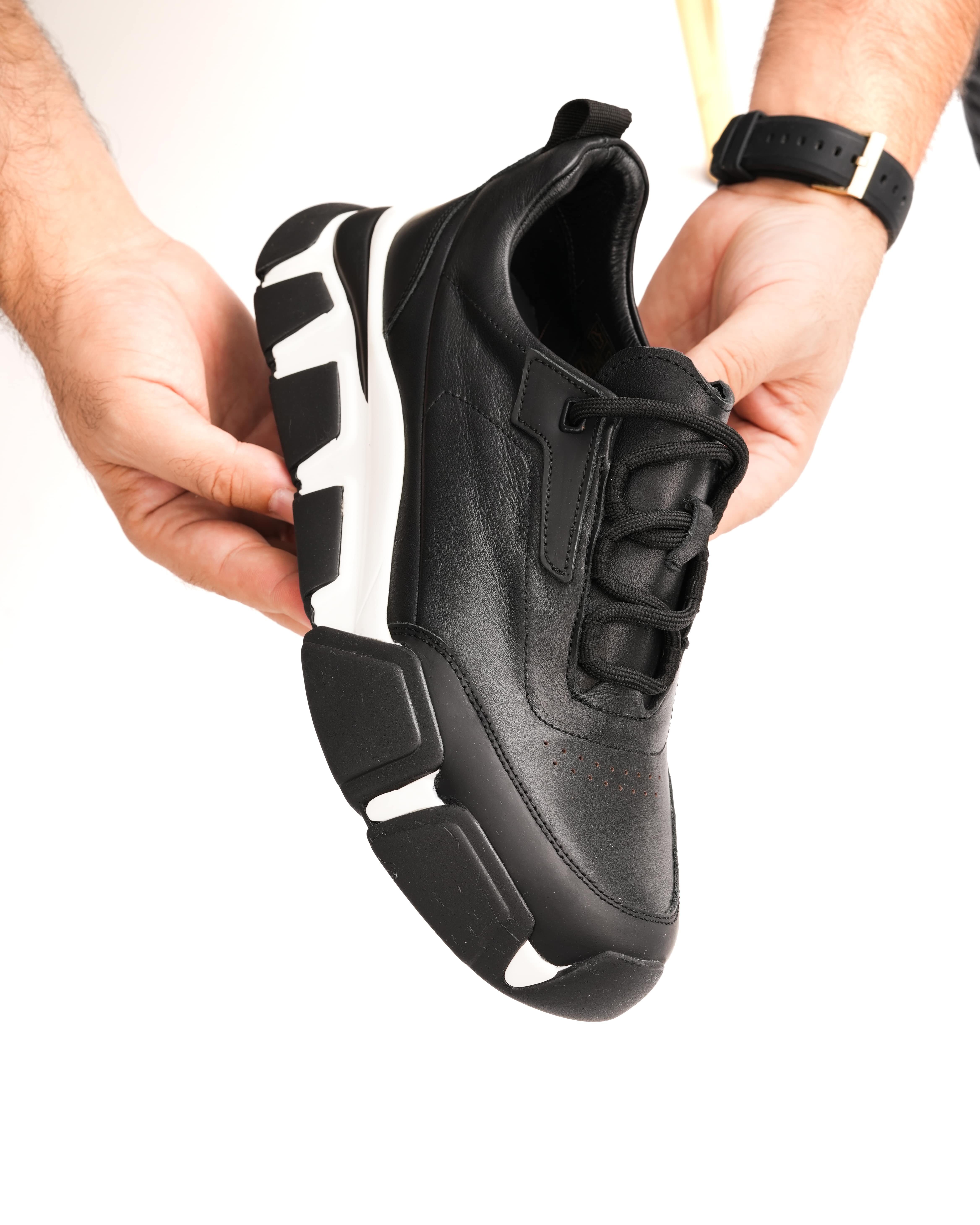 BAUM HAKİKİ DERİ GÜNLÜK ERKEK SNEAKER AYAKKABI - Siyah