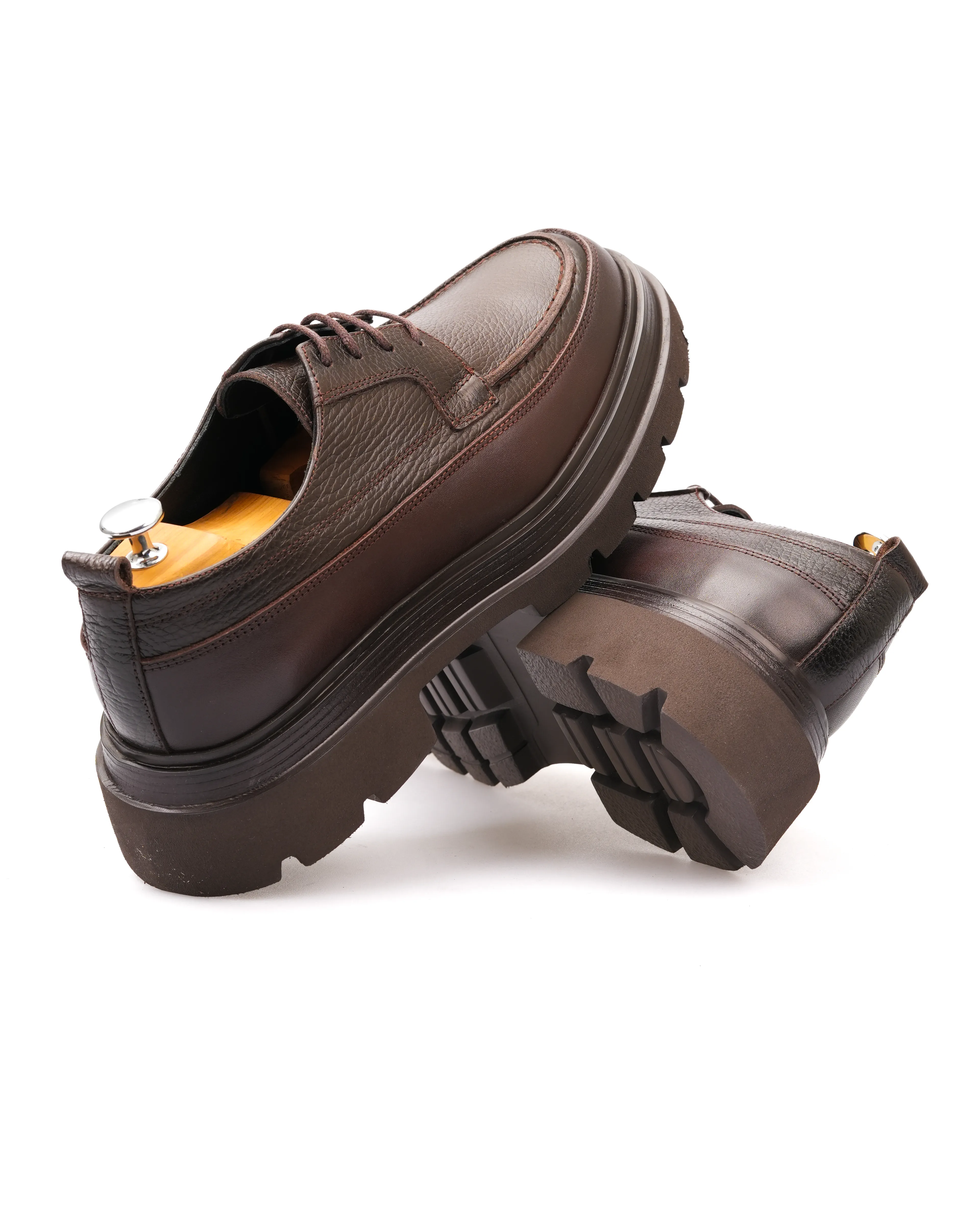 SERHEV HAKİKİ DERİ GÜNLÜK ERKEK KLASİK AYAKKABI - Kahverengi