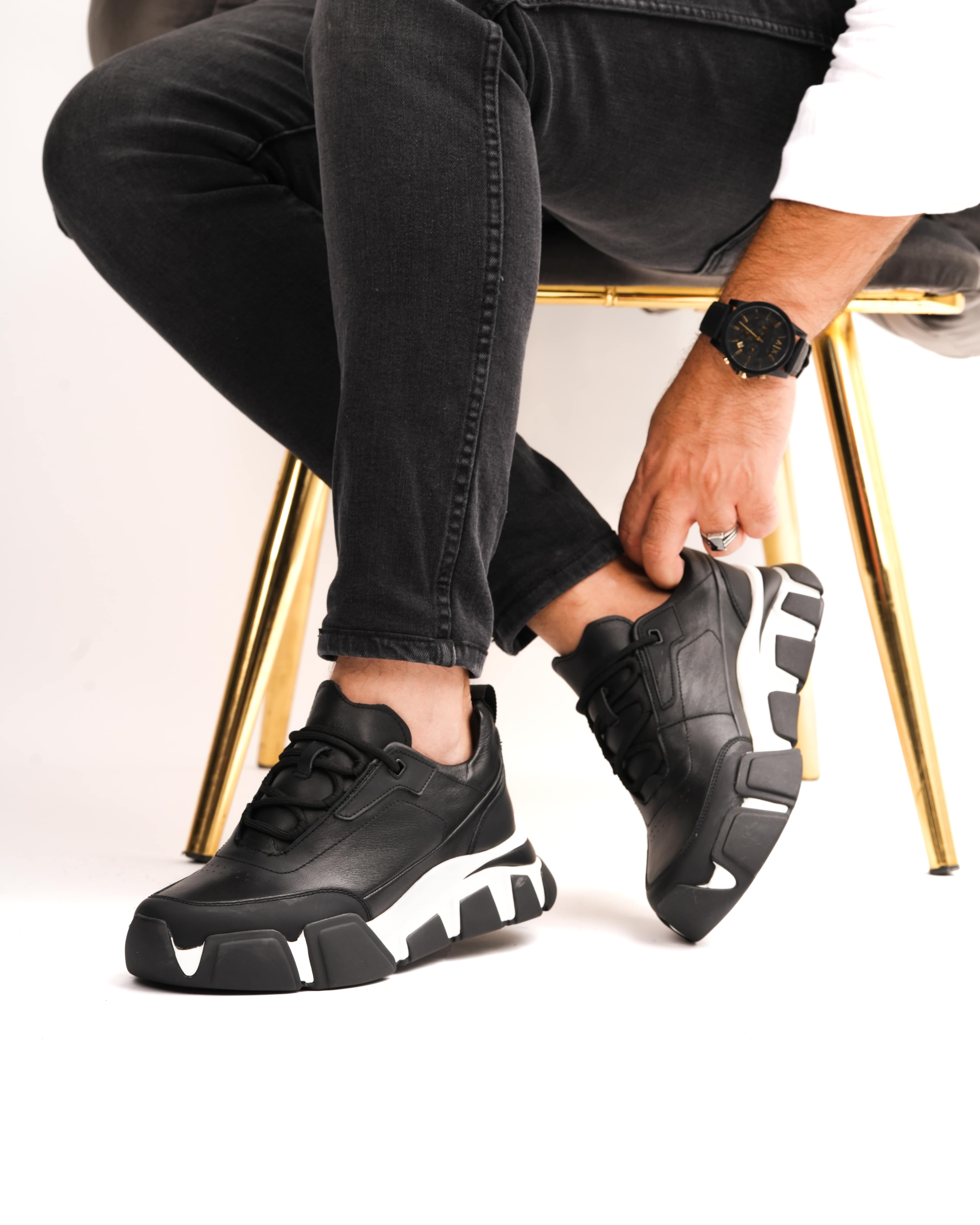 BAUM HAKİKİ DERİ GÜNLÜK ERKEK SNEAKER AYAKKABI - Siyah