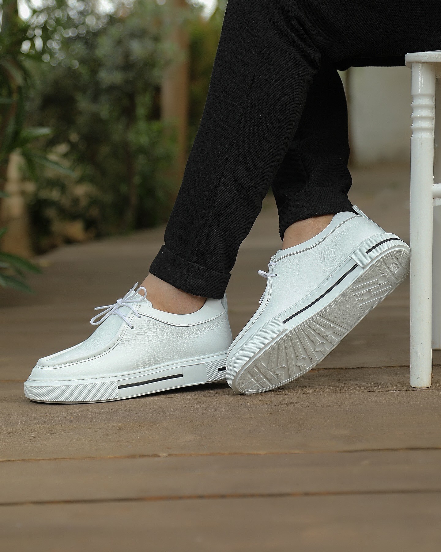 SATUN HAKİKİ DERİ EVA TABAN GÜNLÜK ERKEK SNEAKER AYAKKABI - Beyaz