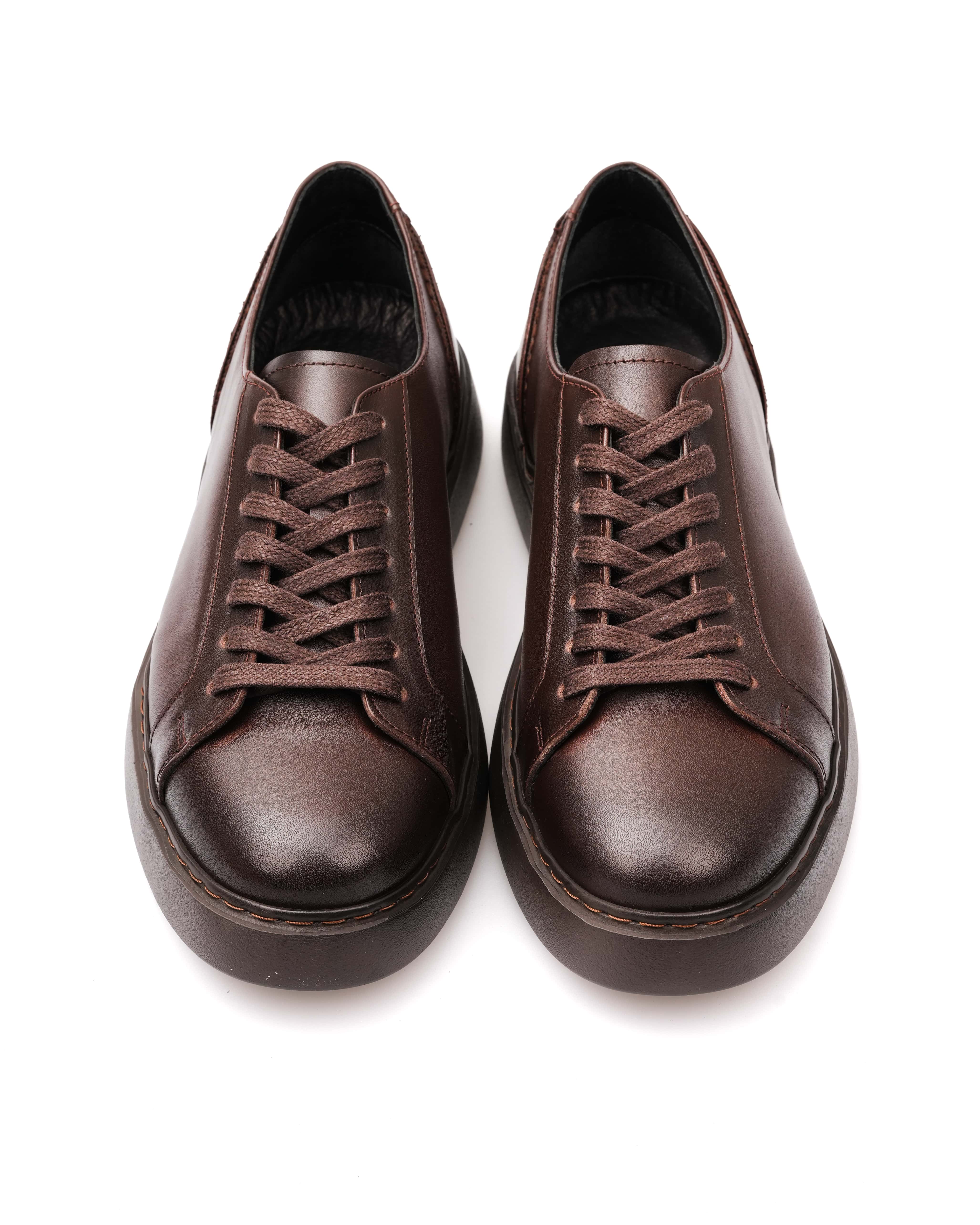 SAMON HAKİKİ DERİ GÜNLÜK ERKEK SNEAKER AYAKKABI - Kahverengi