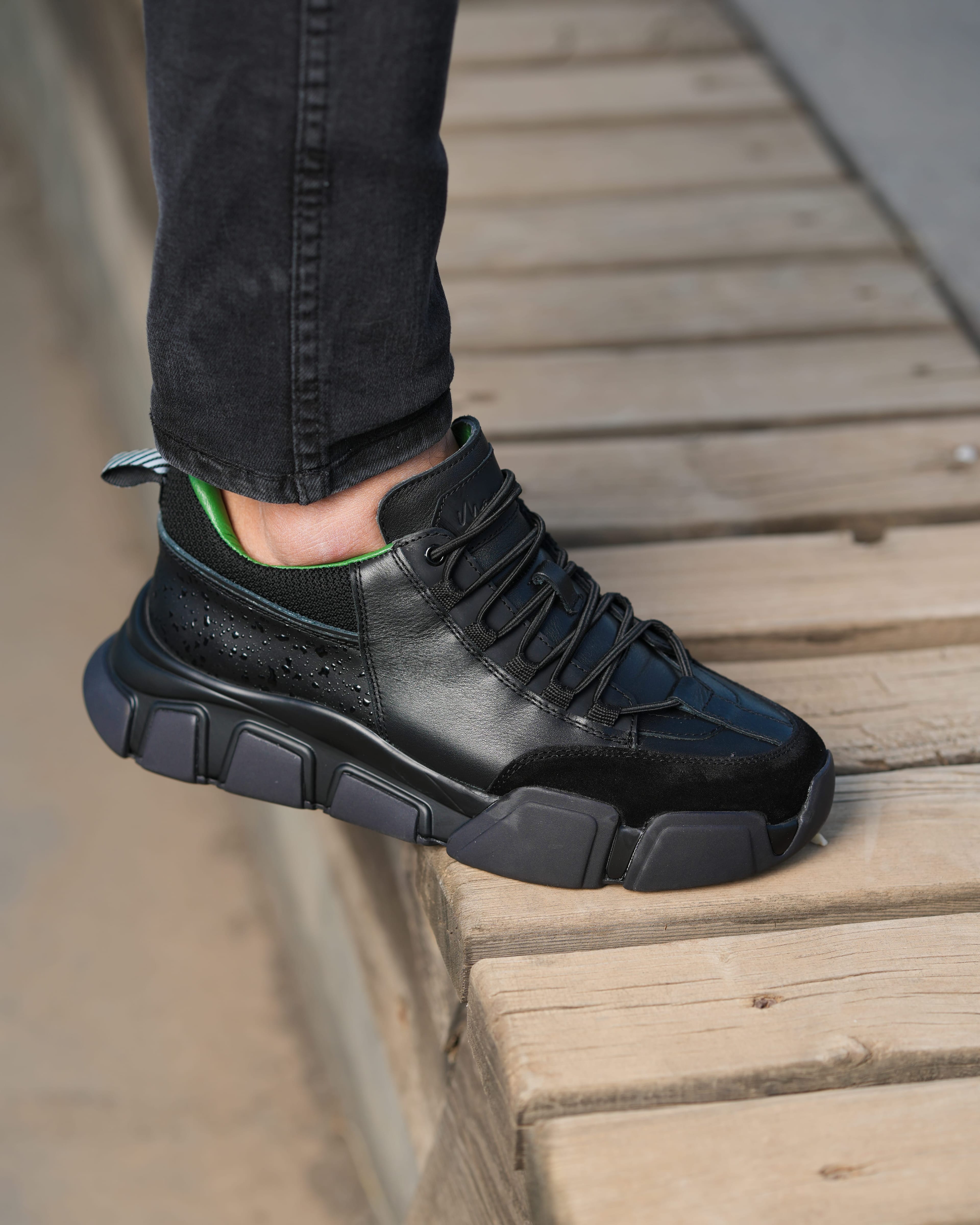 BELEN HAKİKİ DERİ GÜNLÜK ERKEK SNEAKER AYAKKABI - Siyah