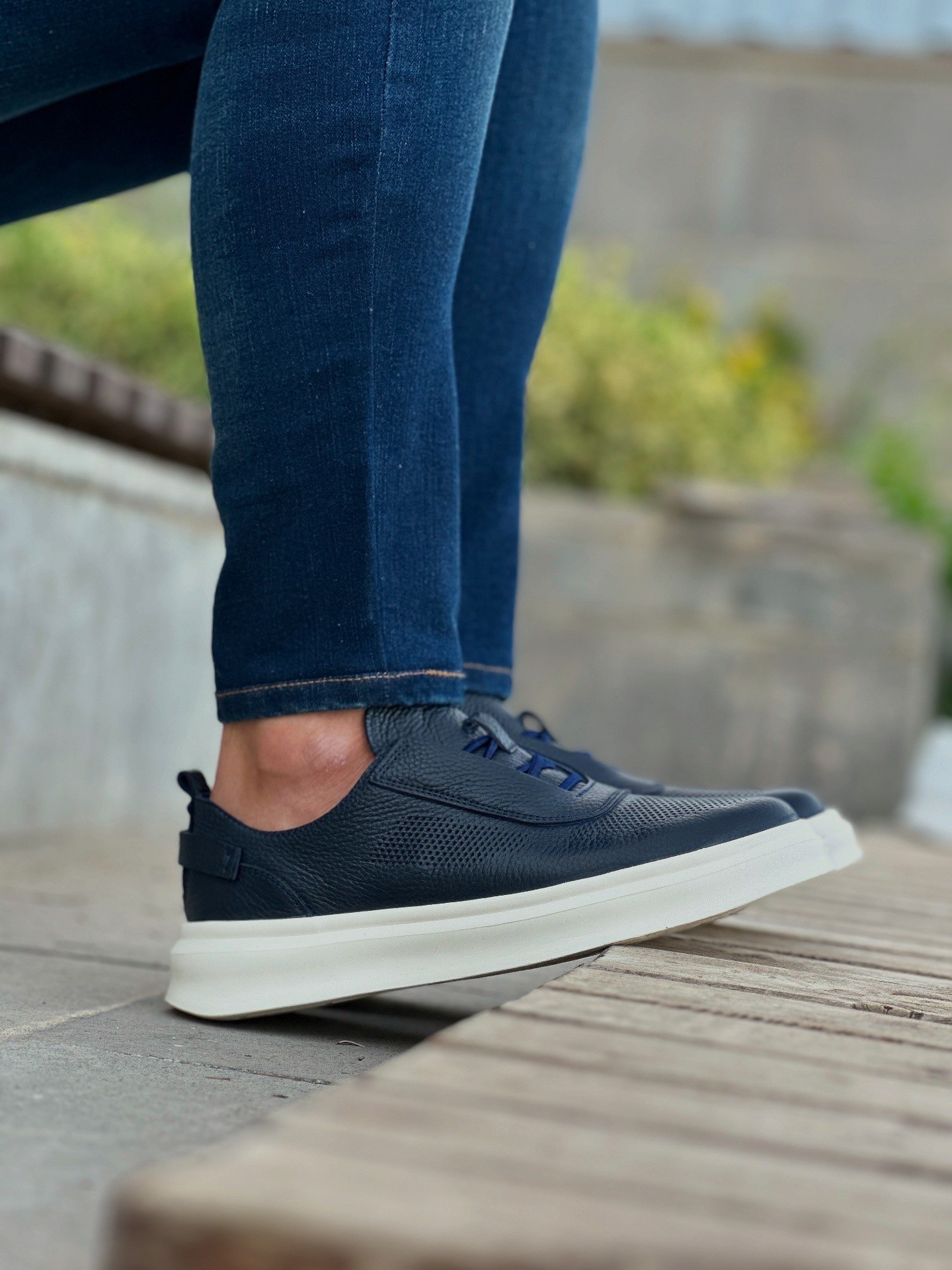 NAMEL HAKİKİ DERİ AİR TABAN GÜNLÜK ERKEK SNEAKER AYAKKABI - Lacivert