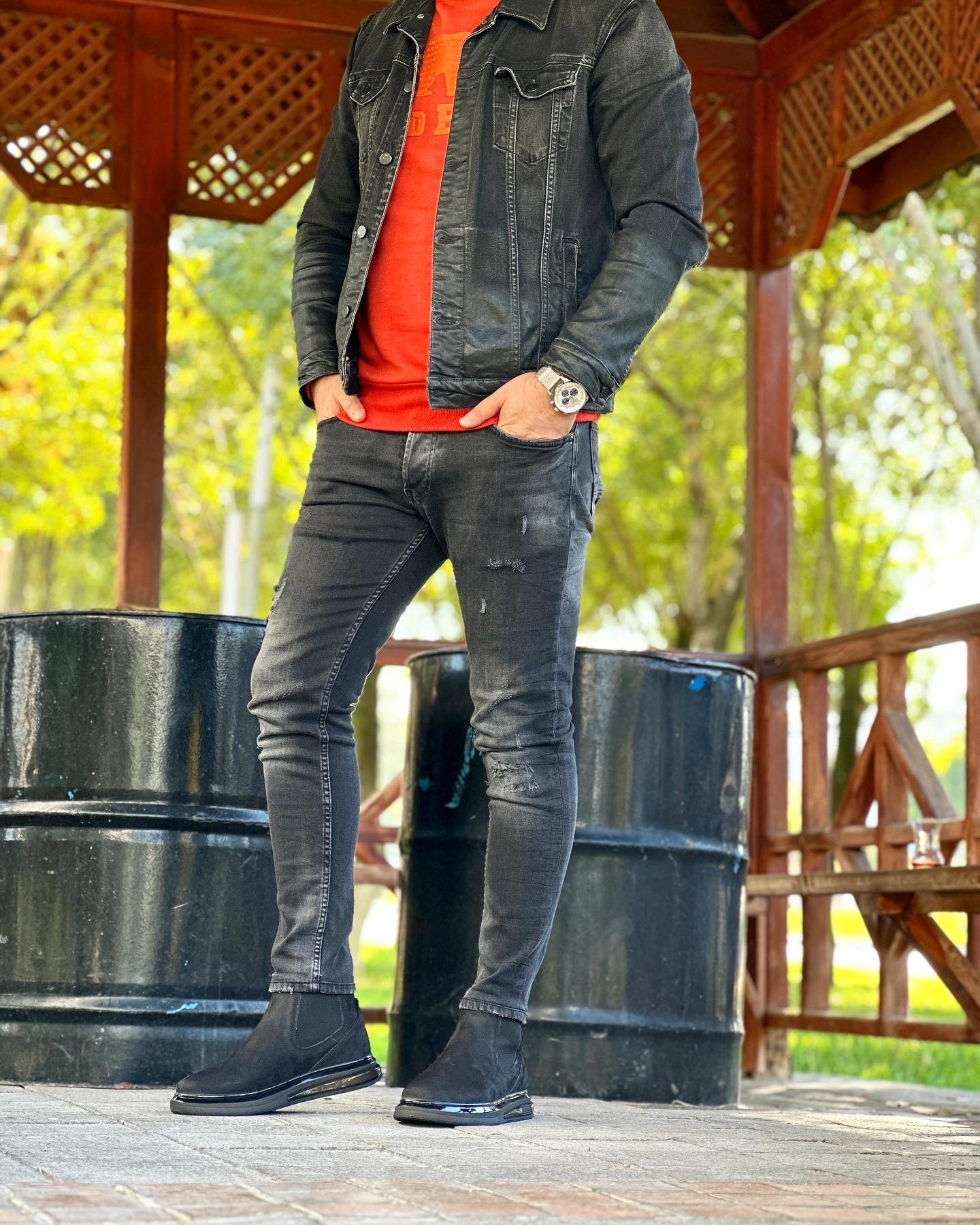 CARDİ HAKİKİ DERİ AİR TABAN GÜNLÜK ERKEK BOT - SİYAH SÜET