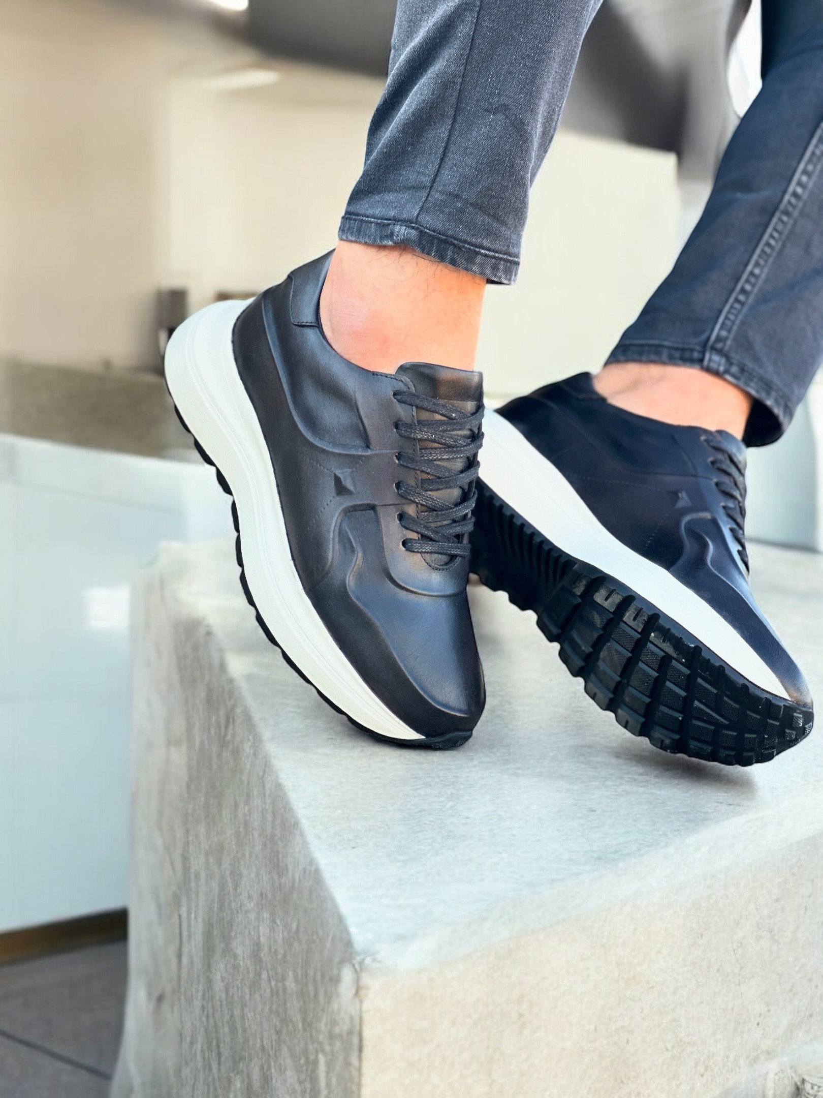 STERK HAKİKİ DERİ EVA TABAN GÜNLÜK ERKEK SNEAKER AYAKKABI