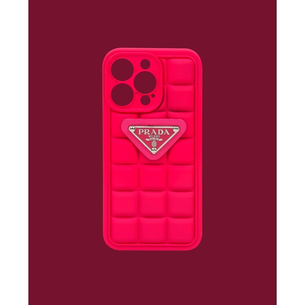 Matte pink embossed silicone phone case - DK048 - iPhone 14 Pro