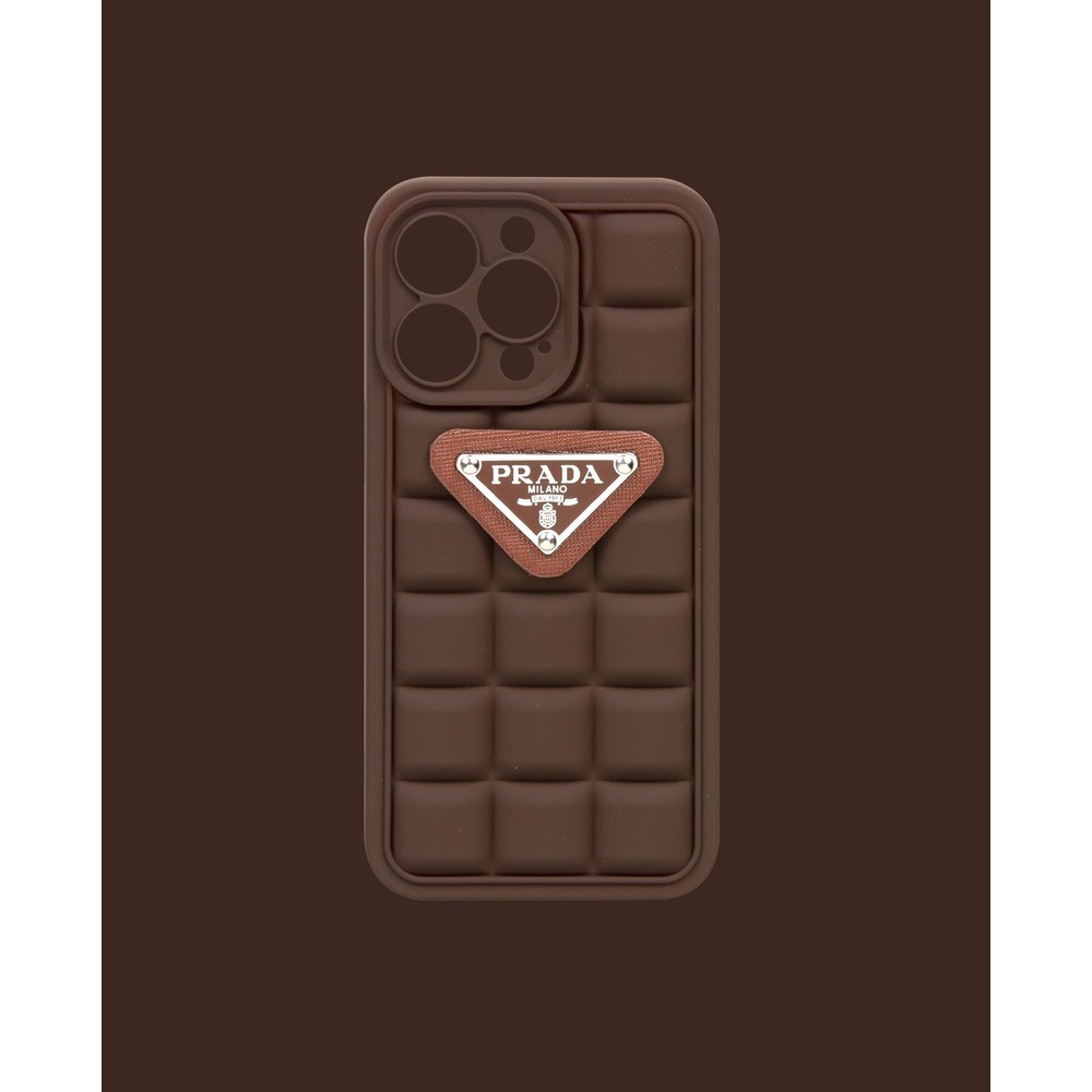 Matte brown embossed silicone phone case - DK038 - iPhone 13 Promax